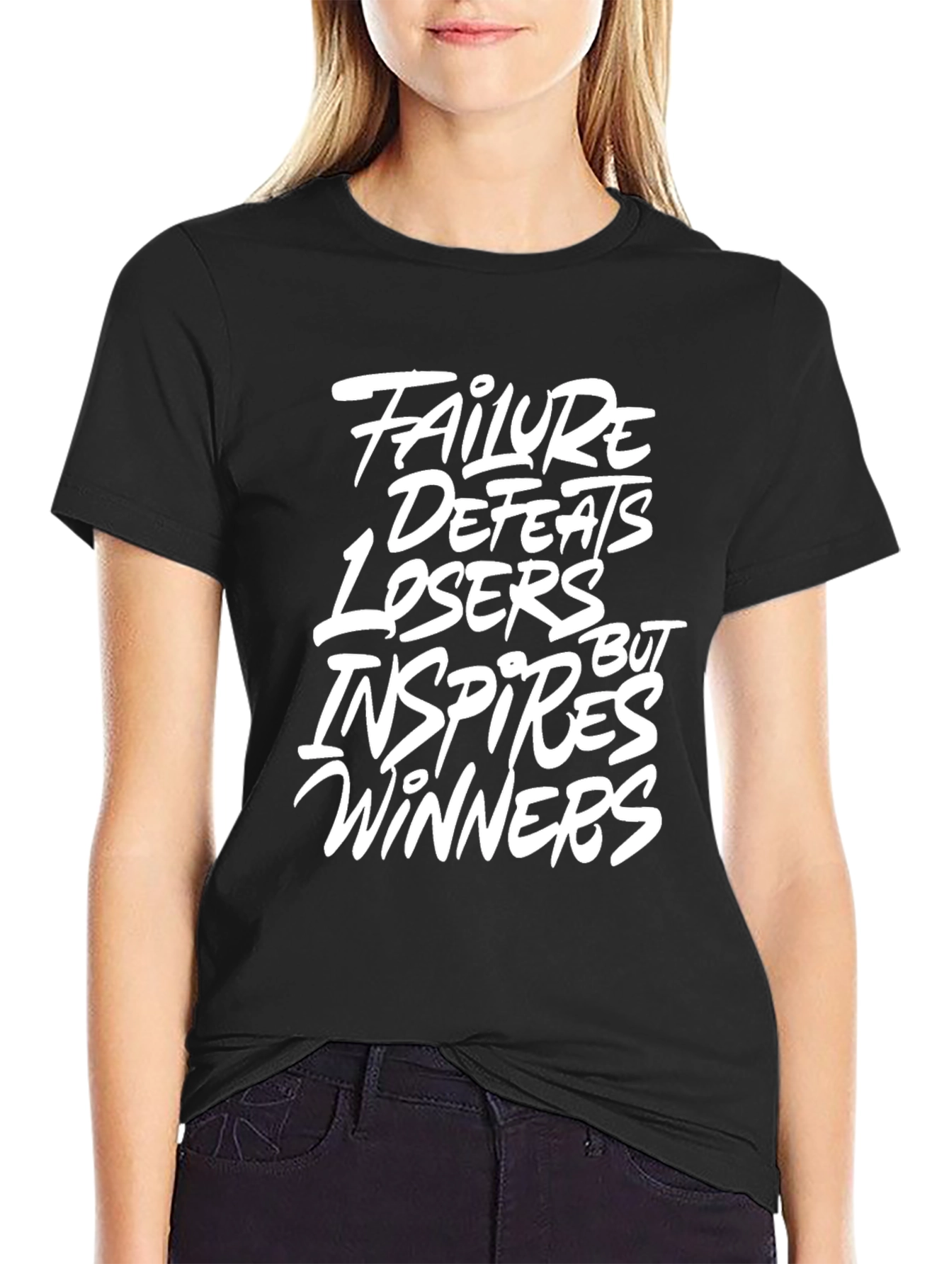 Inspirational Graphic Tee - Failure Defeats Losers Inspires Winners