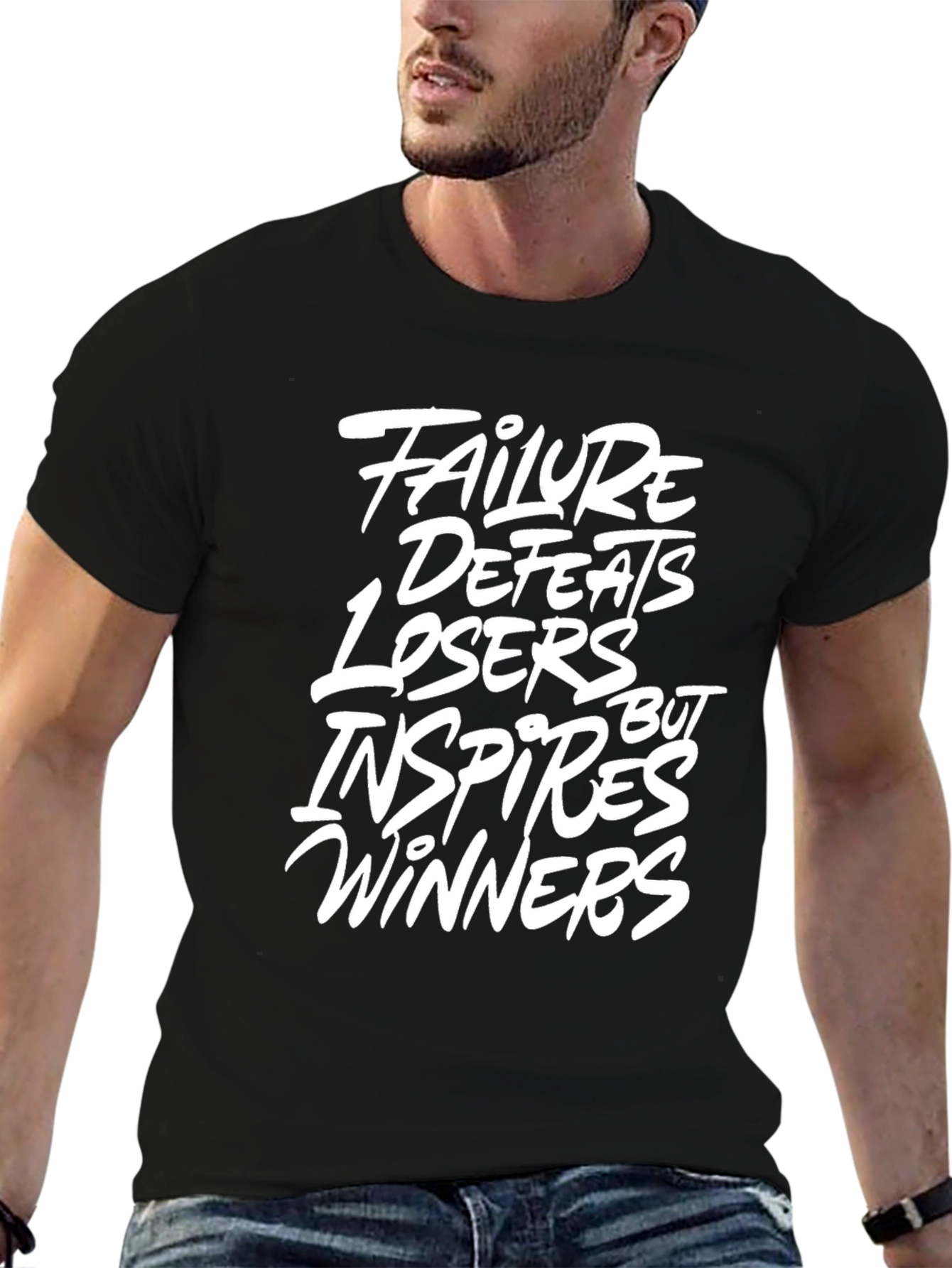 Inspirational Graphic Tee - Failure Defeats Losers Inspires Winners