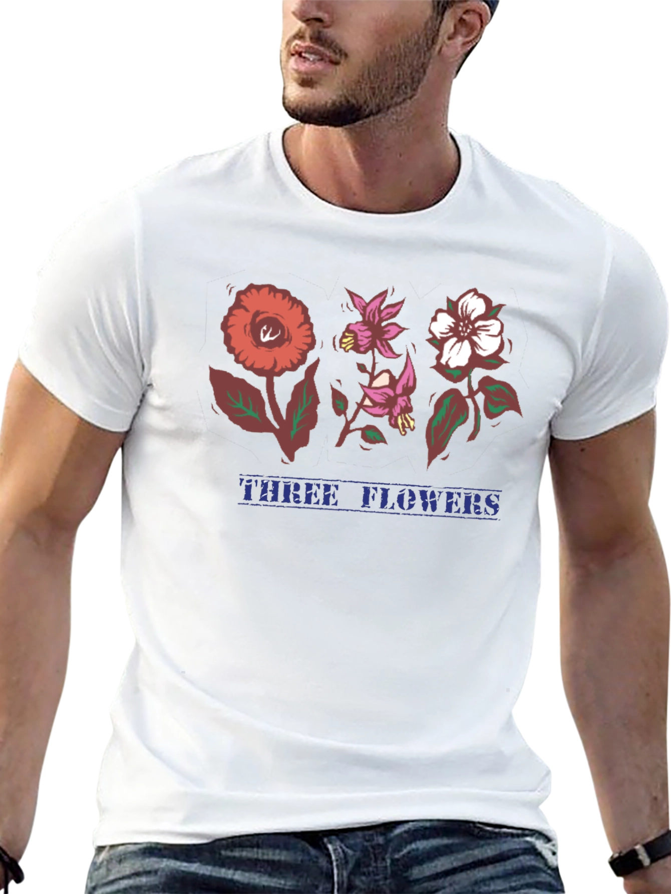 Three Flowers Graphic T-Shirt