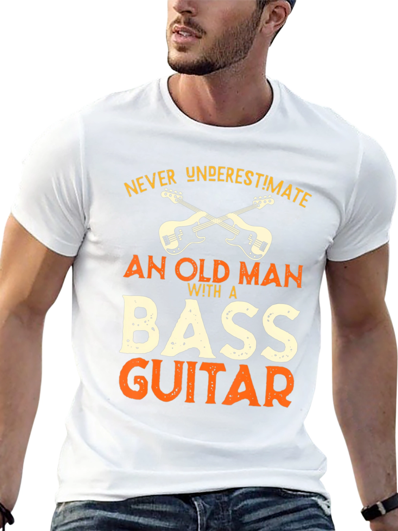 Bass Guitar Old Man Graphic Tee