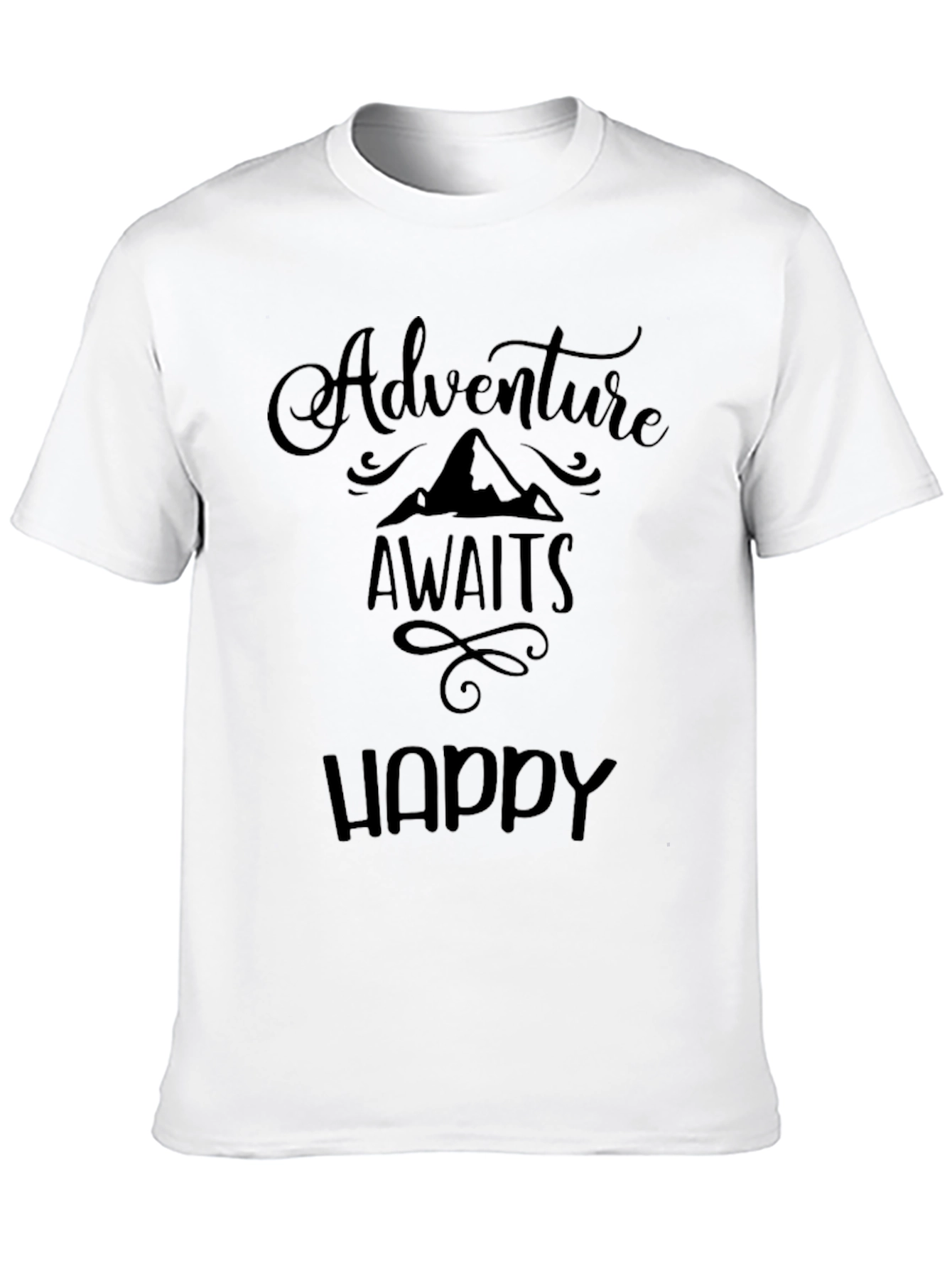 Adventure Awaits Happy Black T-Shirt