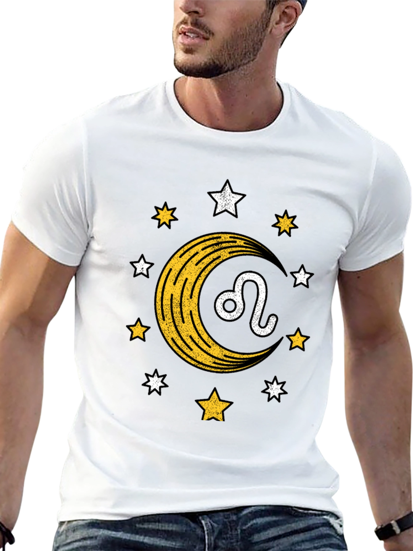 Leo Zodiac T-Shirt with Moon & Star Design
