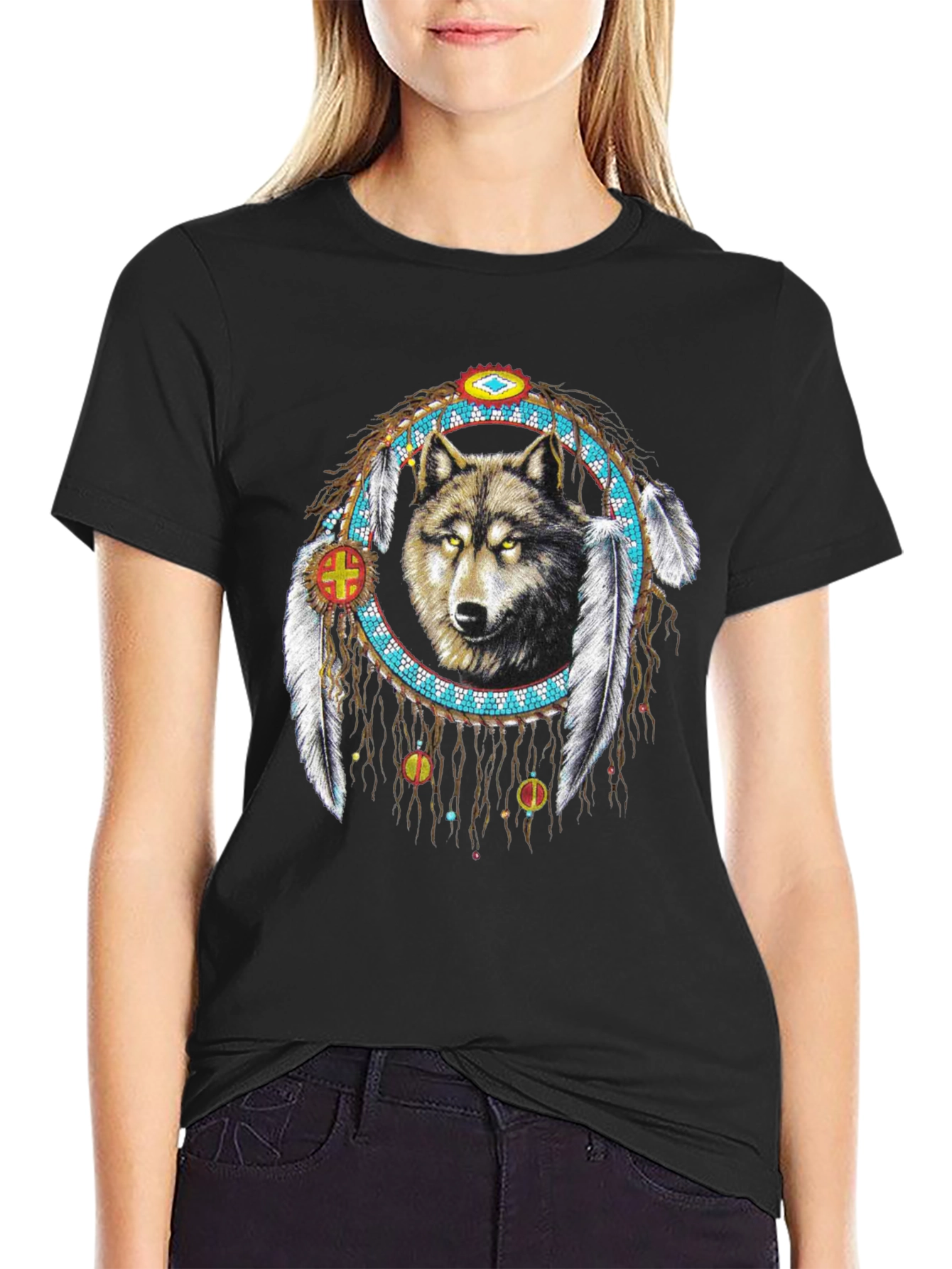 Wolf Dreamcatcher Graphic T-Shirt