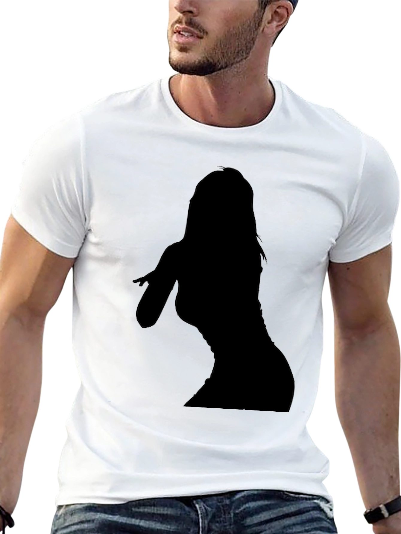Black T-Shirt with Silhouette Graphic