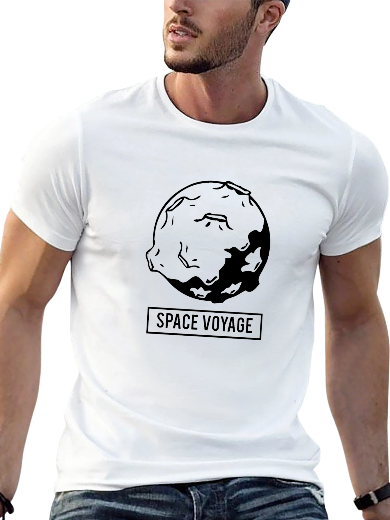 Space Voyage Graphic Tee - Premium Black Cotton