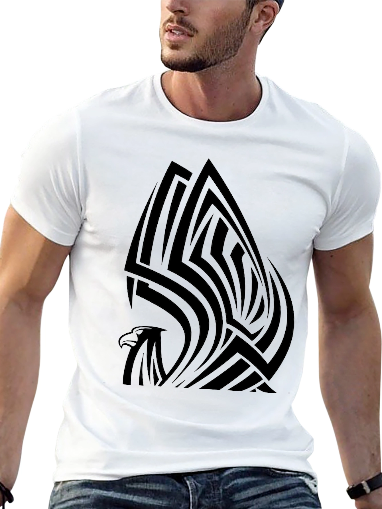 Tribal Eagle Graphic Tee - Stylish Mens Black T-Shirt