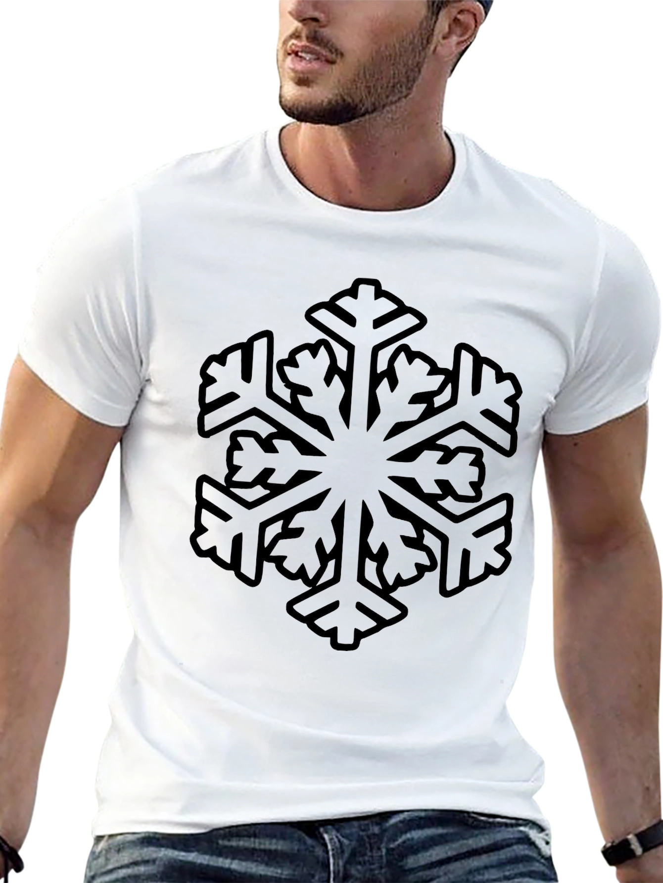 Black Snowflake Graphic Tee - Casual Comfort
