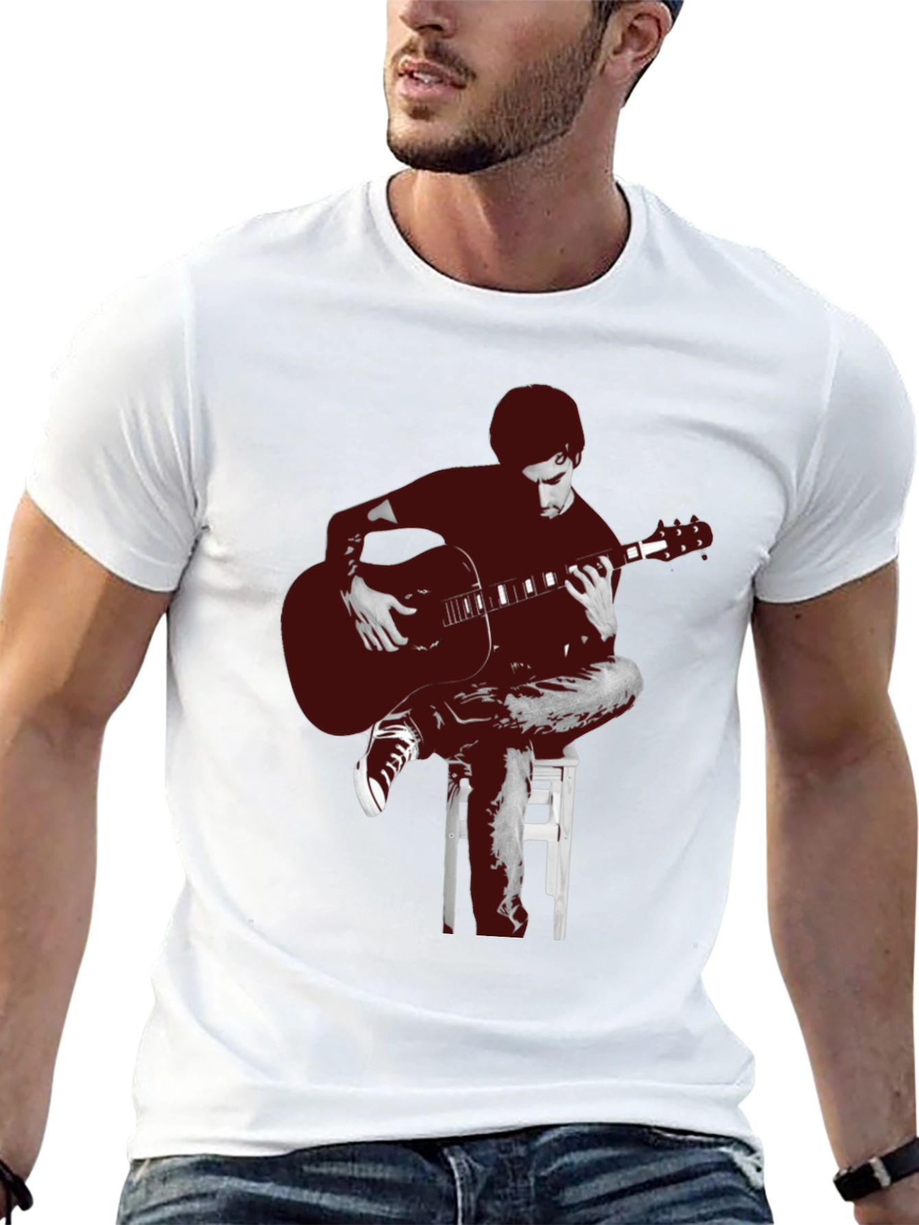 Guitar Player Graphic Tee - Unisex Black T-Shirt