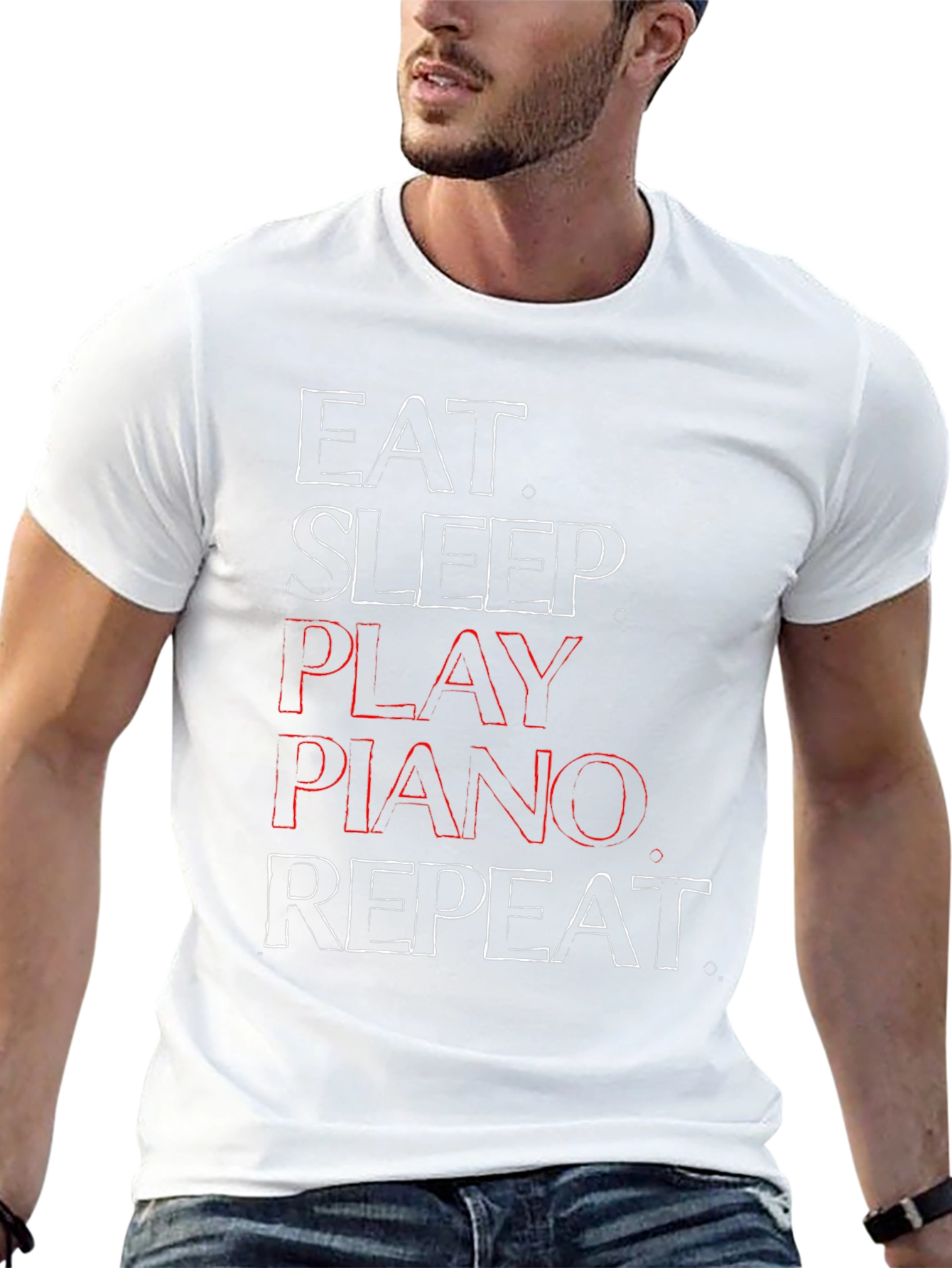 Eat Sleep Play Piano Repeat Graphic T-Shirt