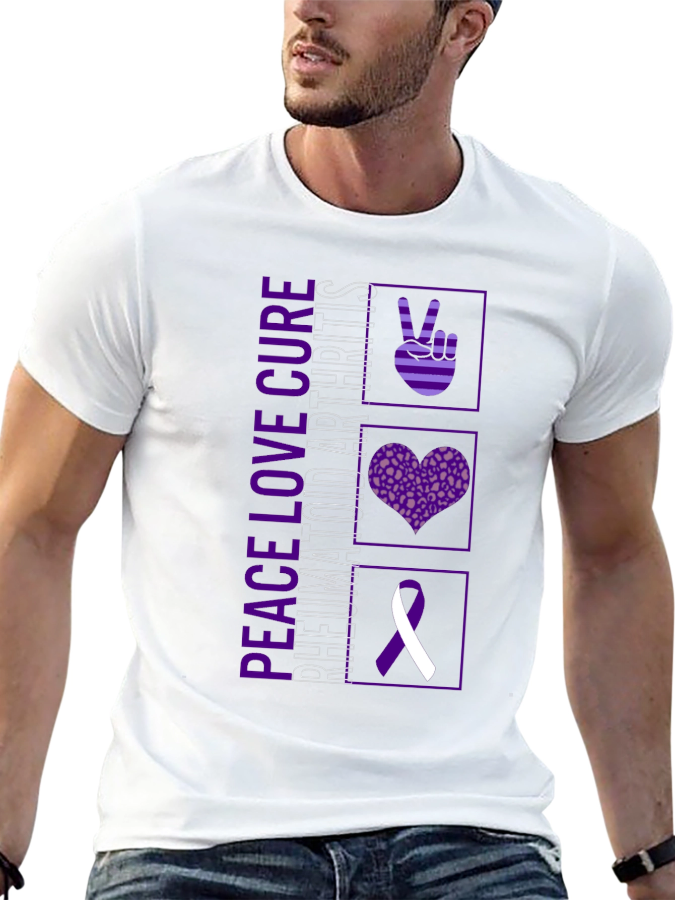 Peace Love Cure Rheumatoid Arthritis Awareness T-Shirt