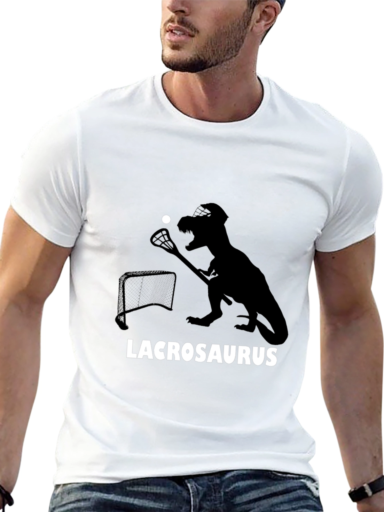 Lacrosaurus T-Shirt - Dinosaur Lacrosse Player Tee