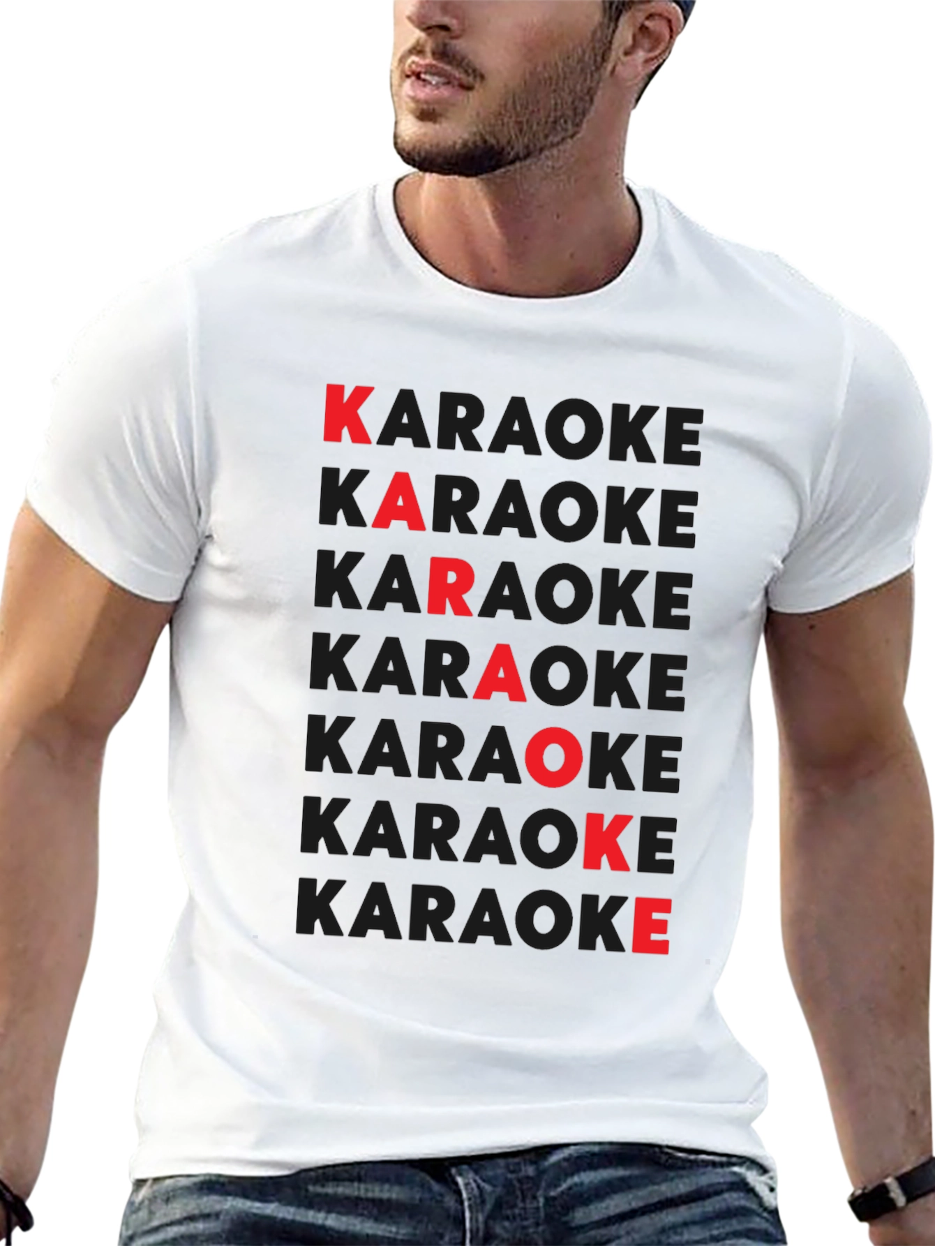 Karaoke Red Letter Black T-Shirt