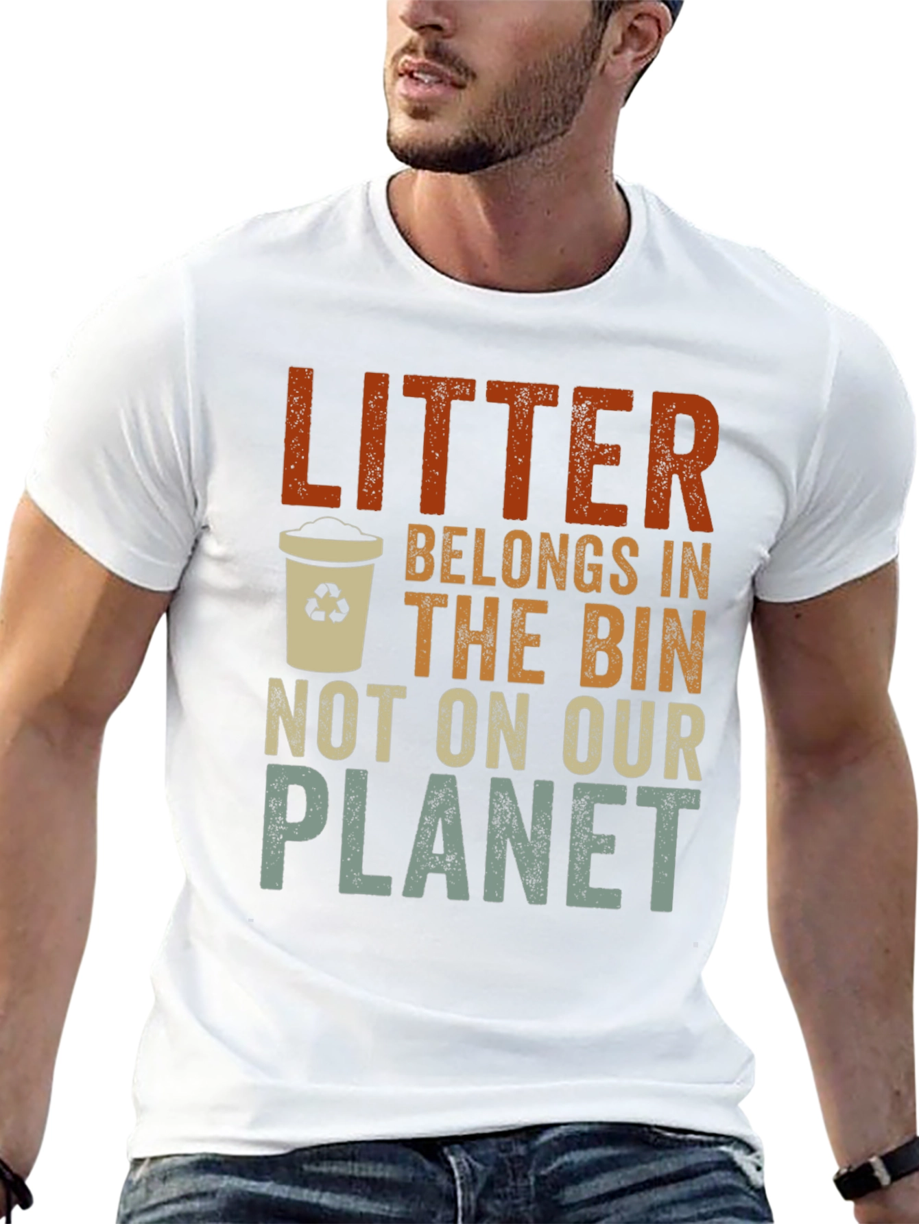 Litter Belongs In The Bin Graphic T-Shirt