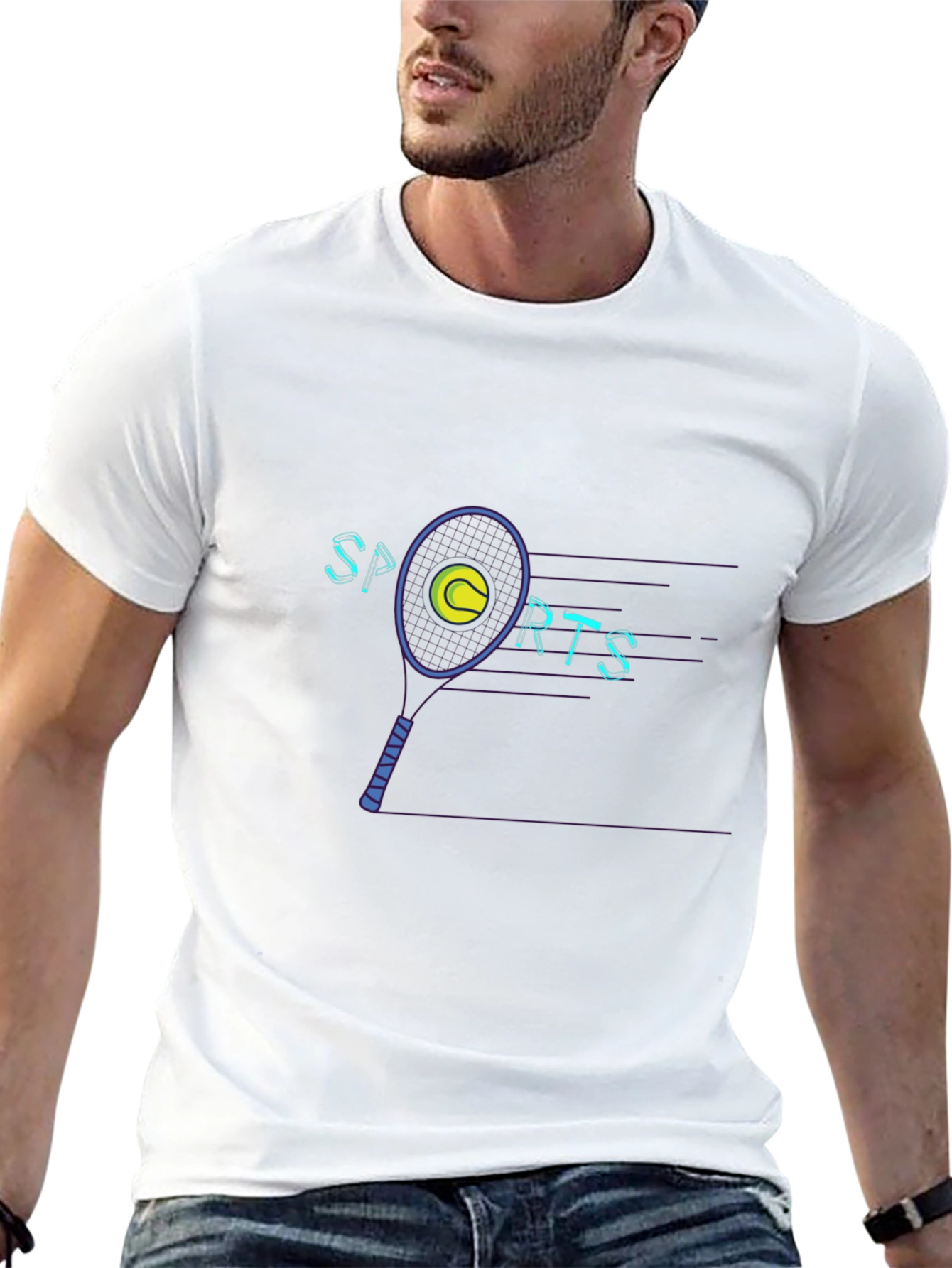 Mens Graphic Tee - Sports Tennis Design