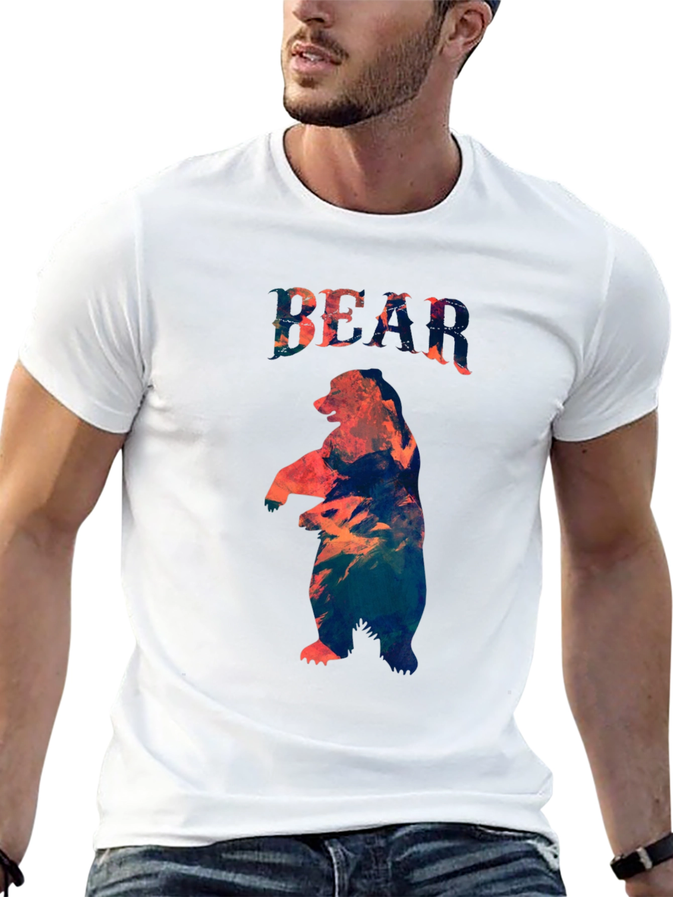 Bear Graphic Print Crew Neck T-Shirt
