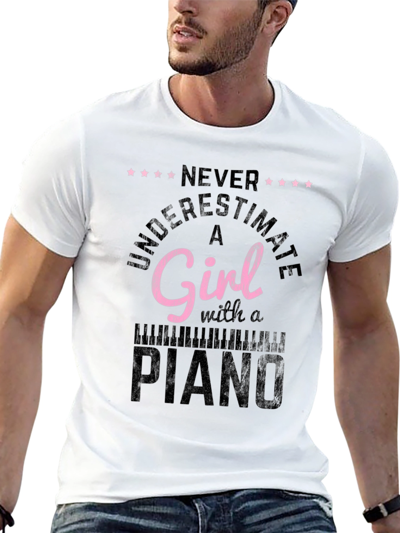 Never Underestimate A Girl Piano T-Shirt