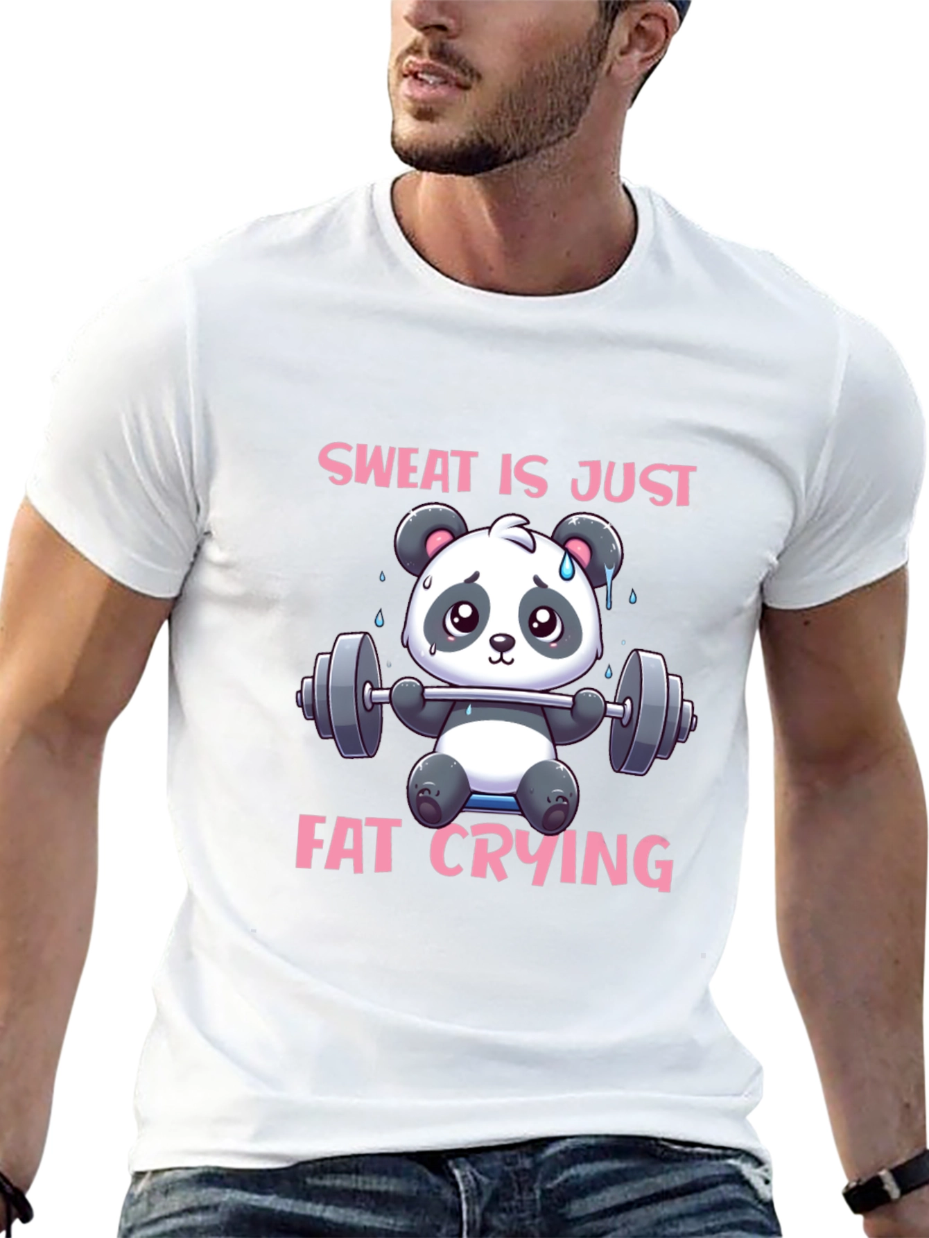Sweat is Just Fat Crying Panda Gym T-Shirt