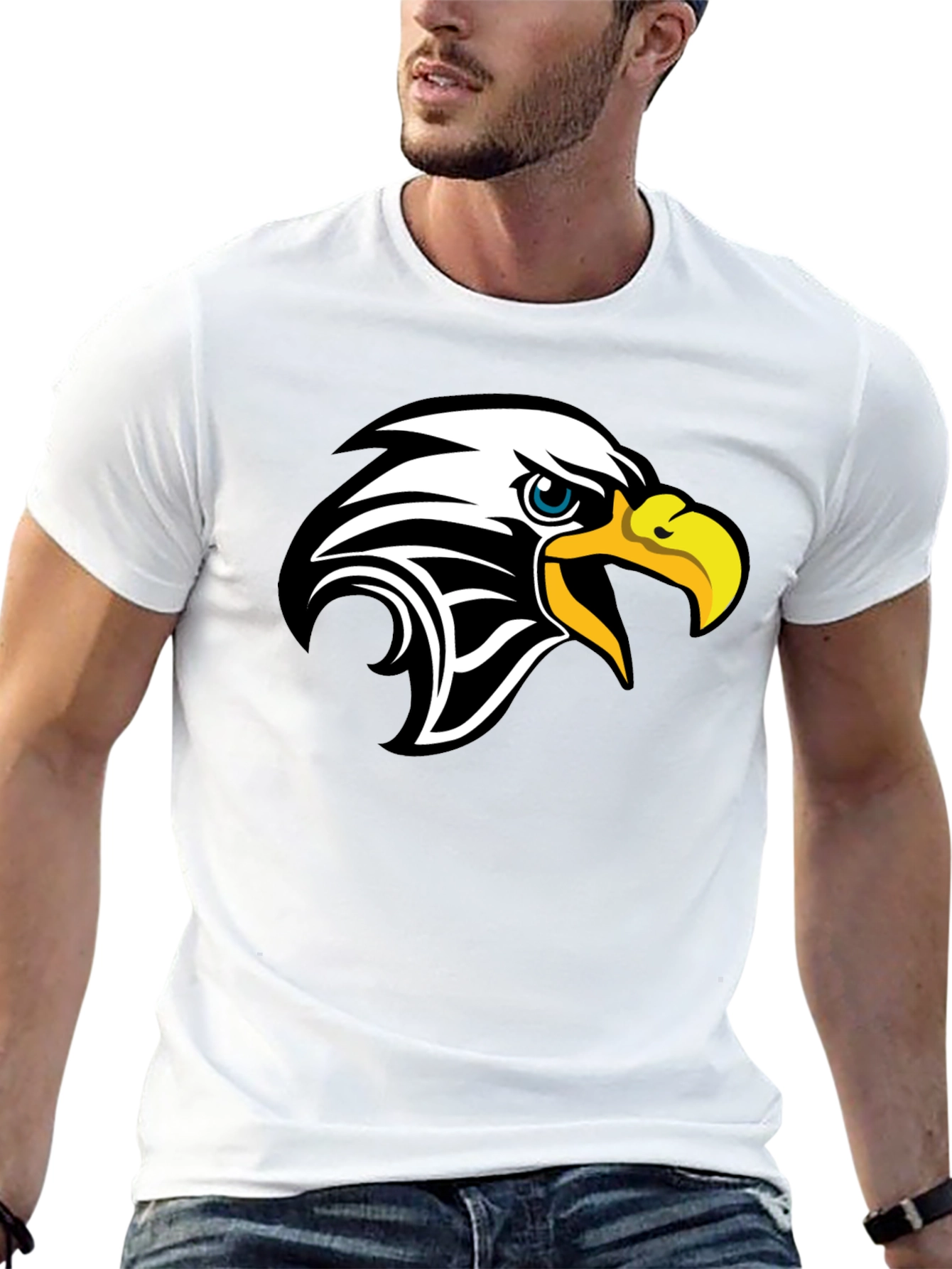 Black T-Shirt with Eagle Head Graphic