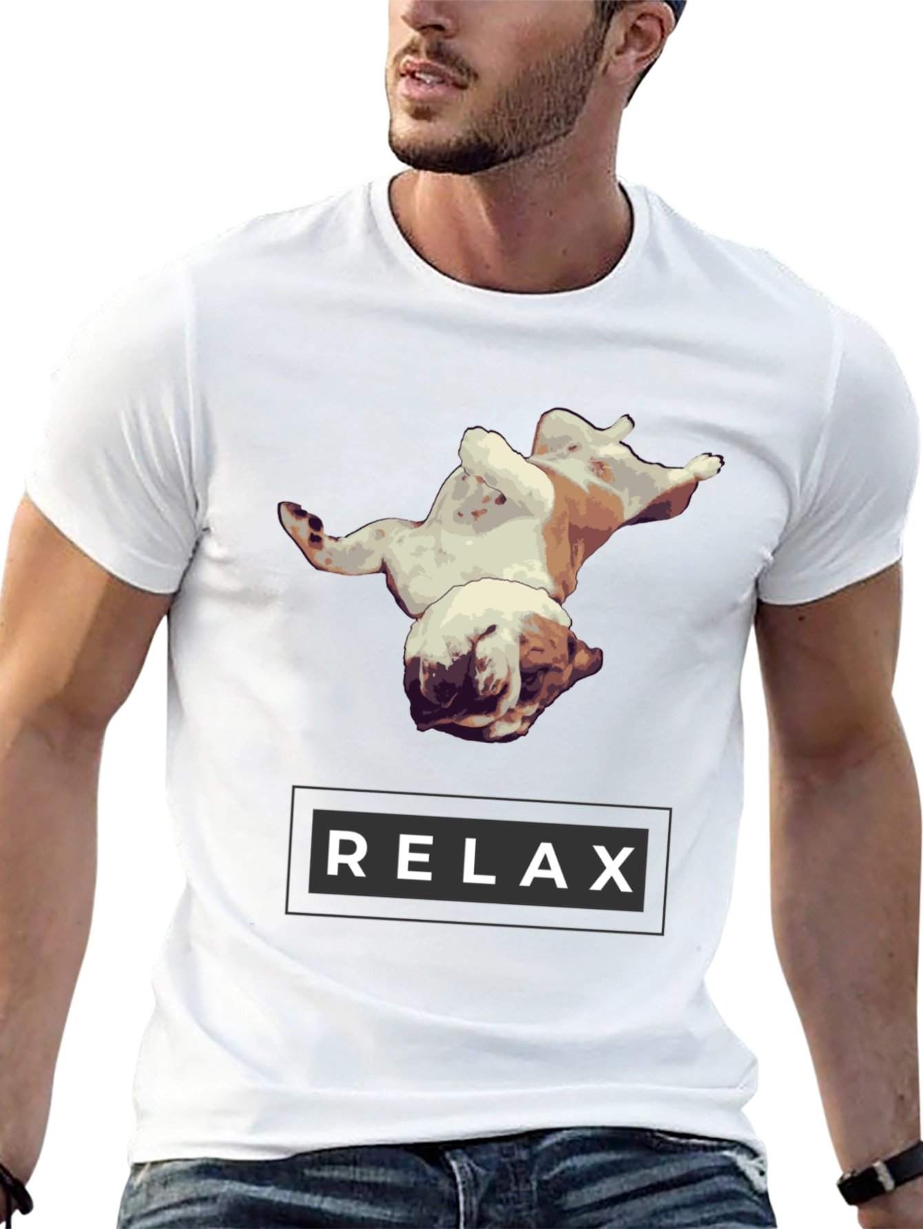 Relax Bulldog Graphic Tee - Black