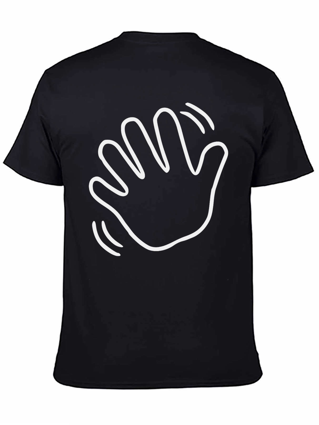 Waving Hand Graphic Tee - Casual Black T-Shirt