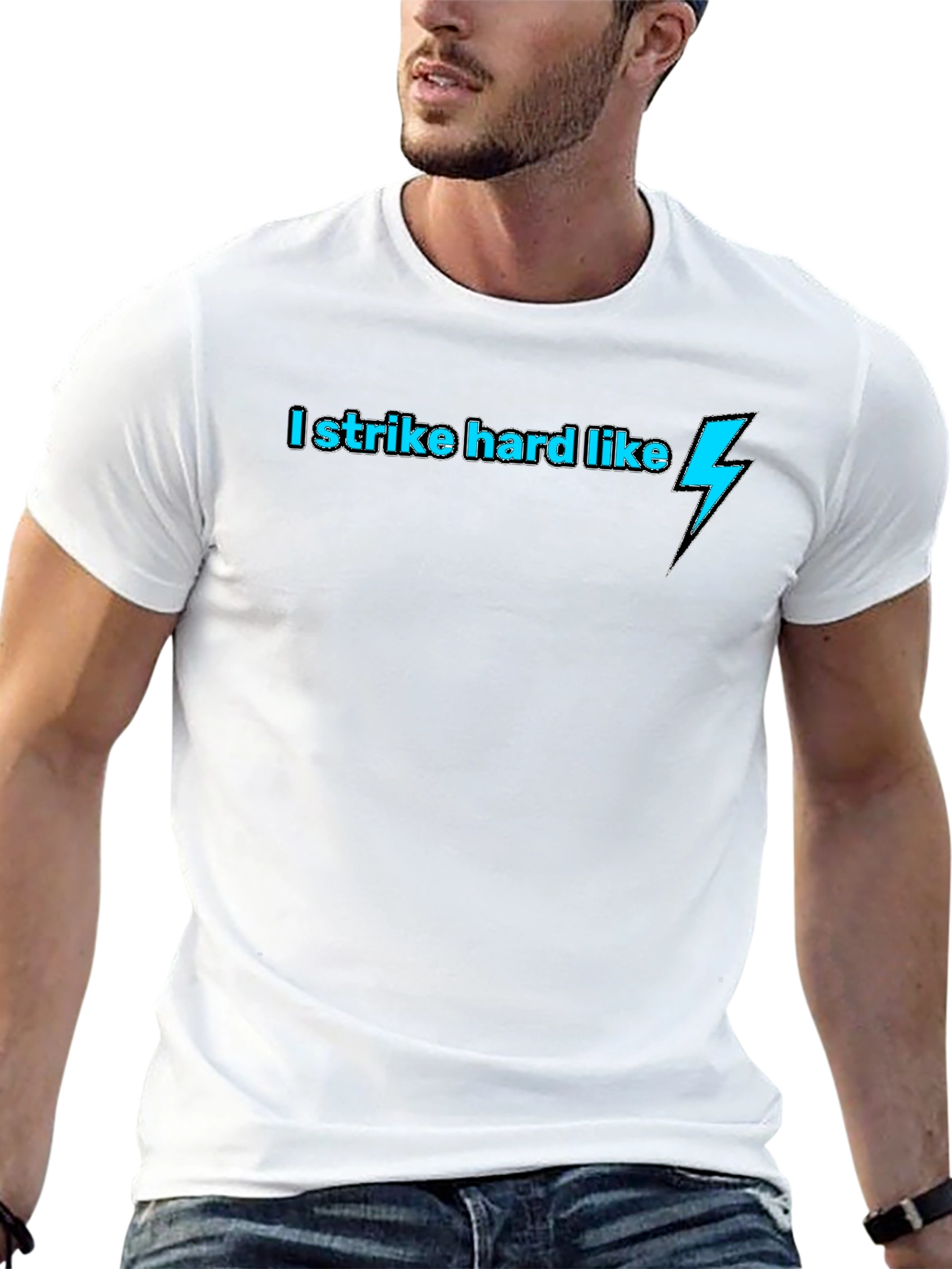 I Strike Hard Like Lightning Bolt Black T-Shirt