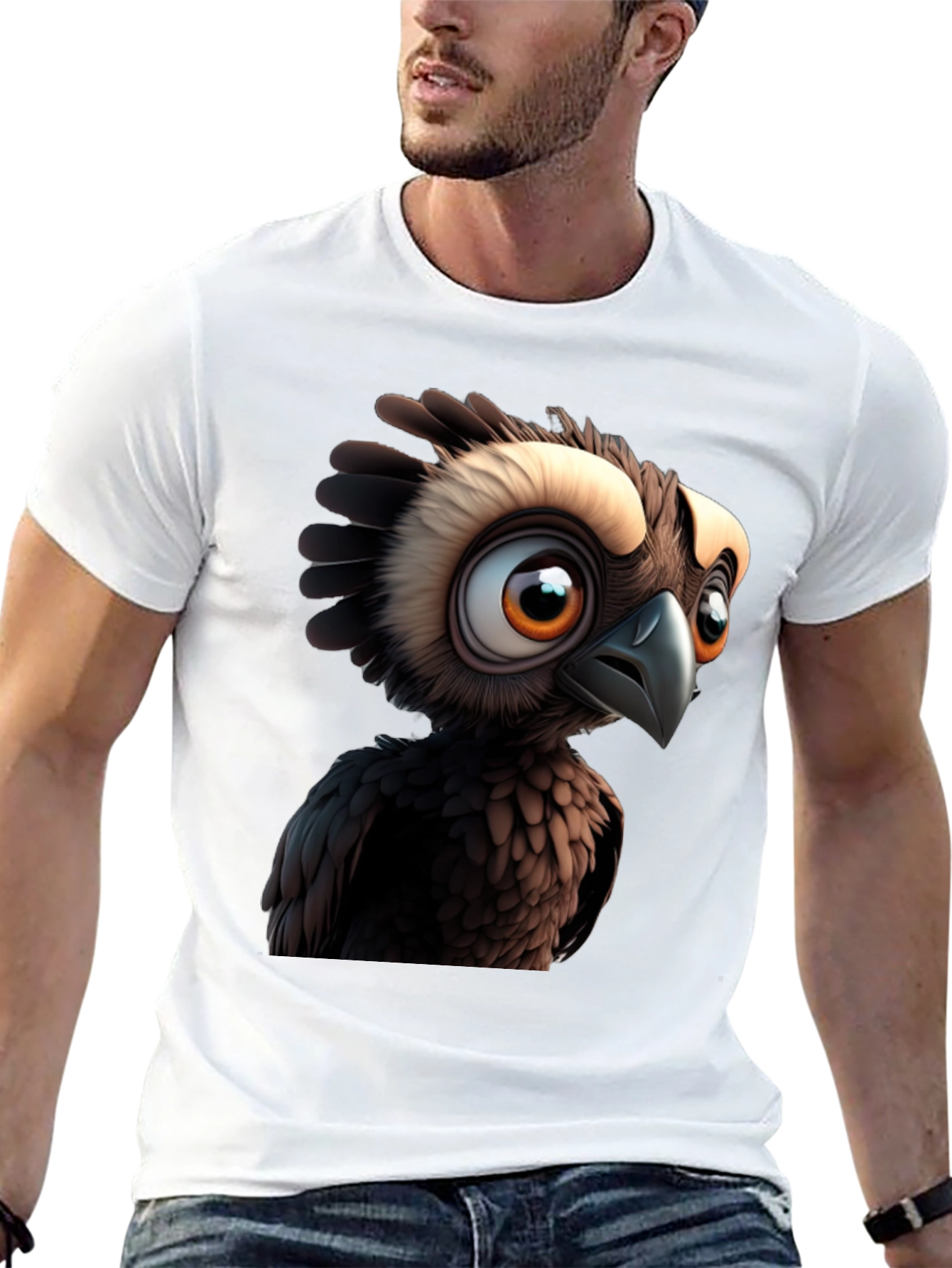 Cartoon Owl Graphic Print Black T-Shirt