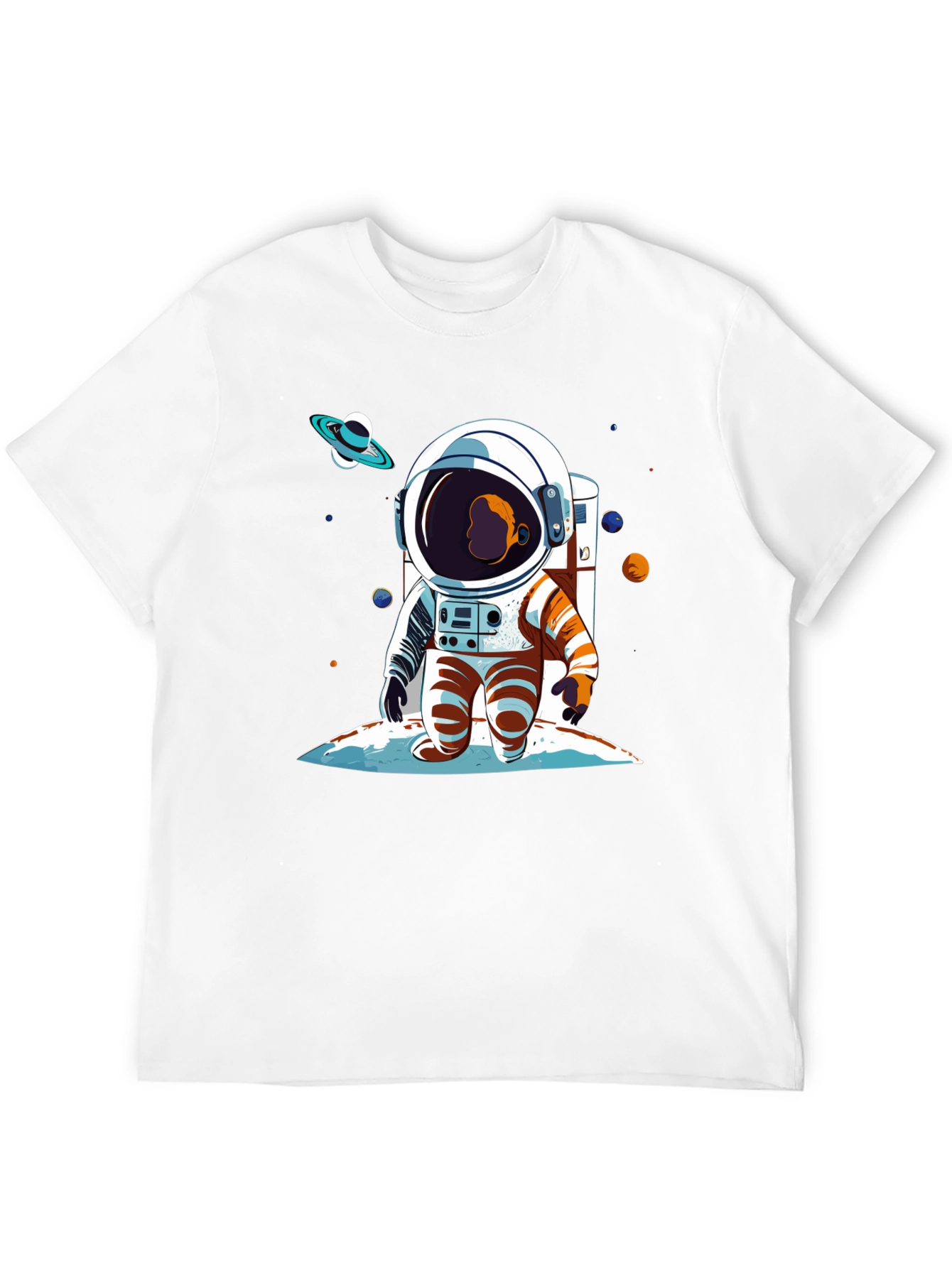 Astronaut Cartoon Graphic Tee - Space Adventure T-Shirt
