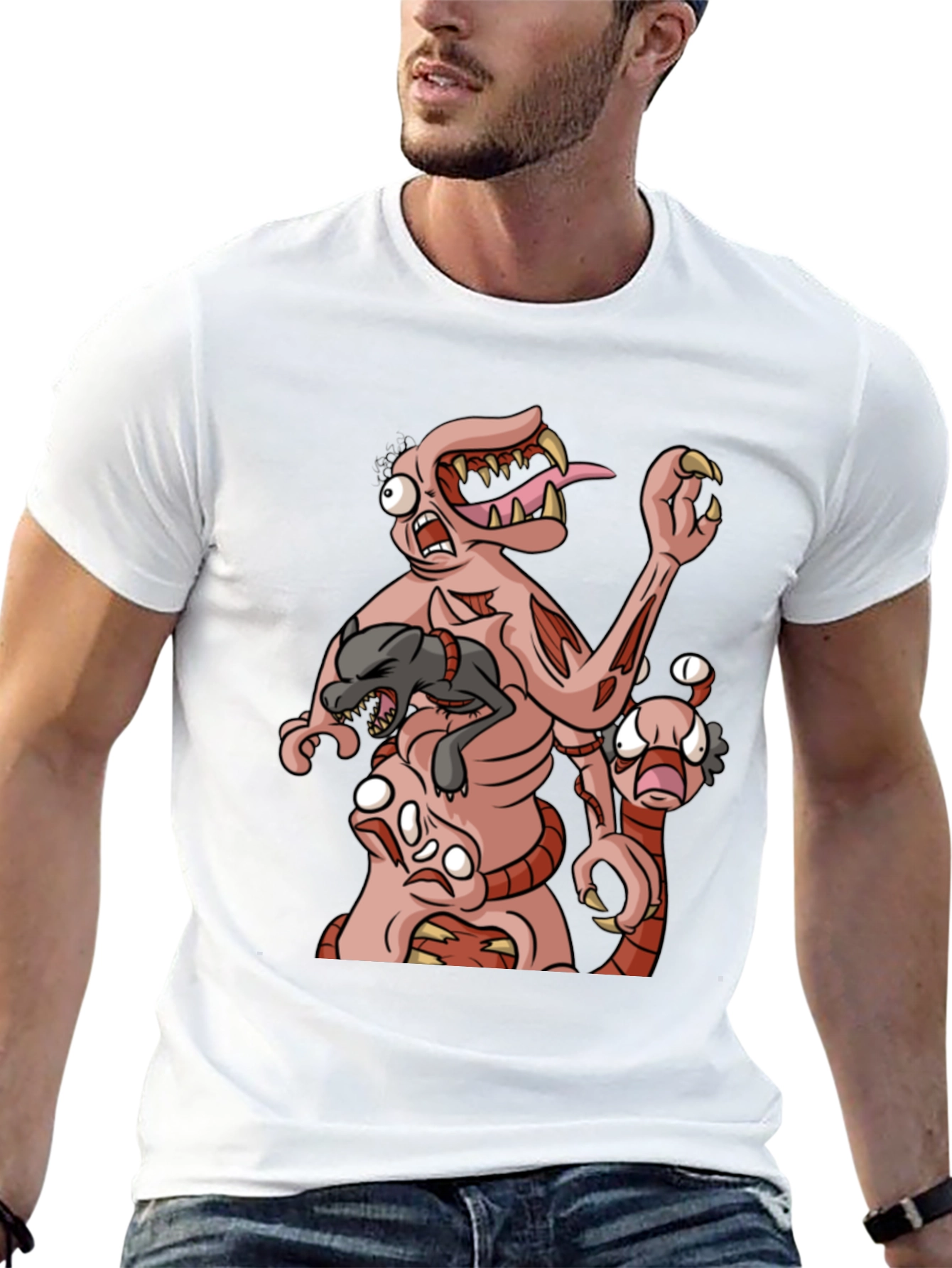 Monster Graphic Print Black T-Shirt