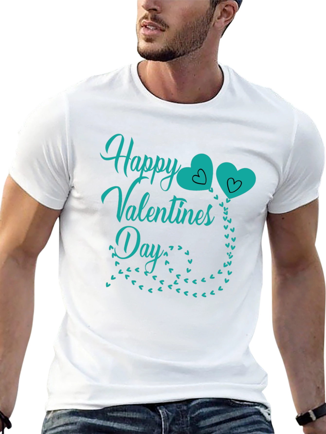 Happy Valentines Day Black Graphic Tee