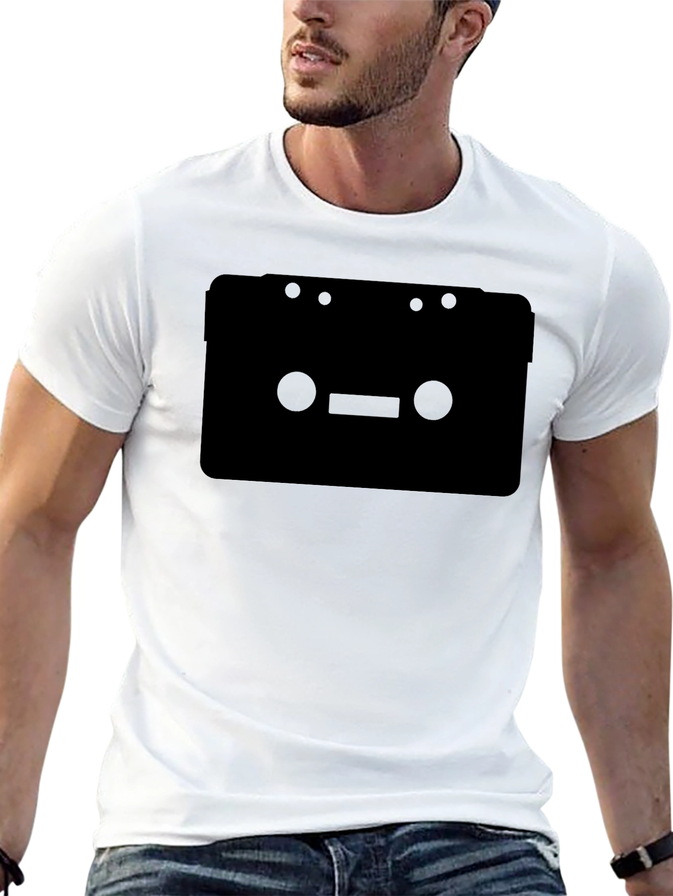 Retro Cassette Tape Graphic Tee - Black