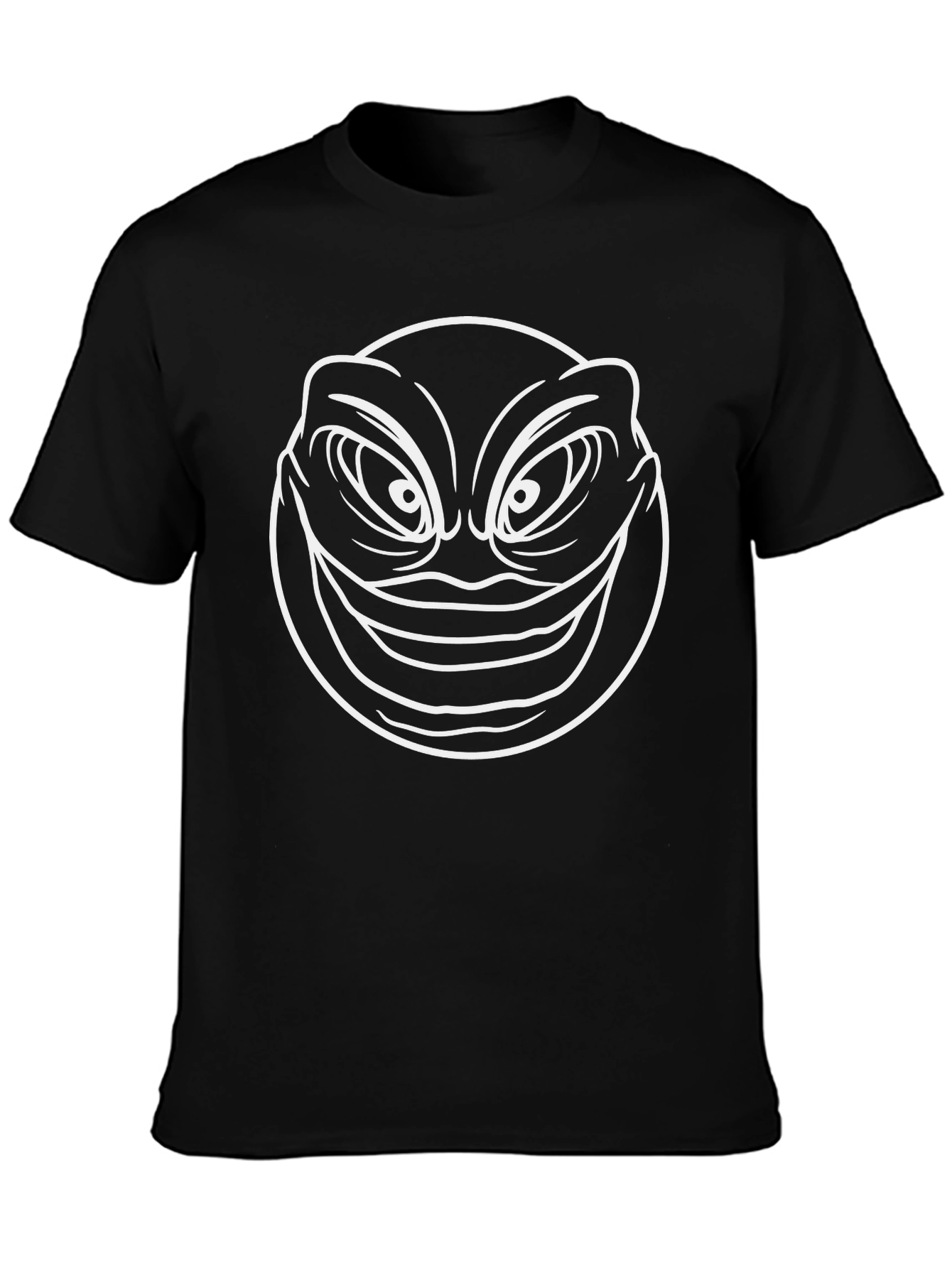 Mens Black Graphic Tee - Creepy Smile Design