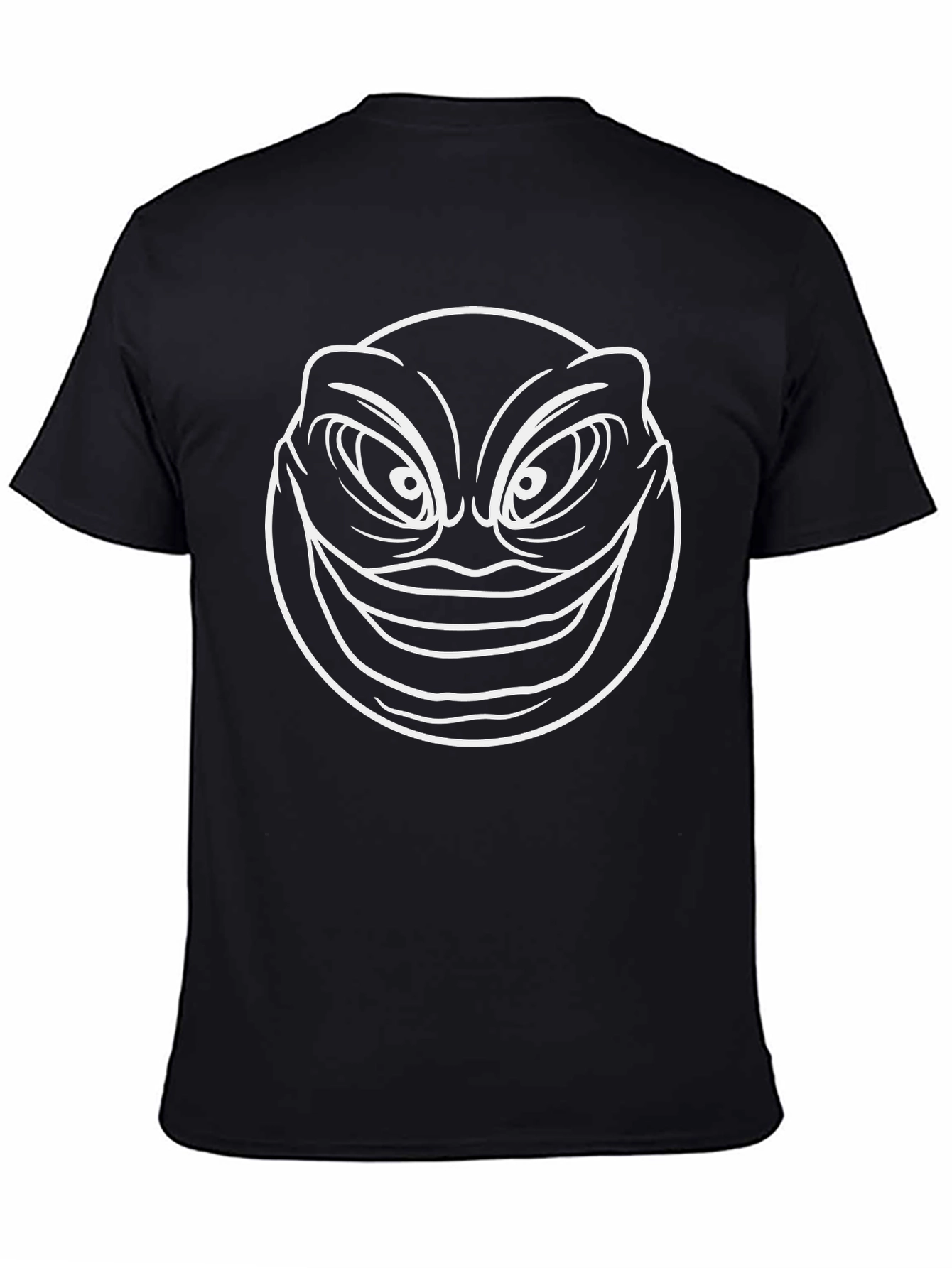 Mens Black Graphic Tee - Creepy Smile Design
