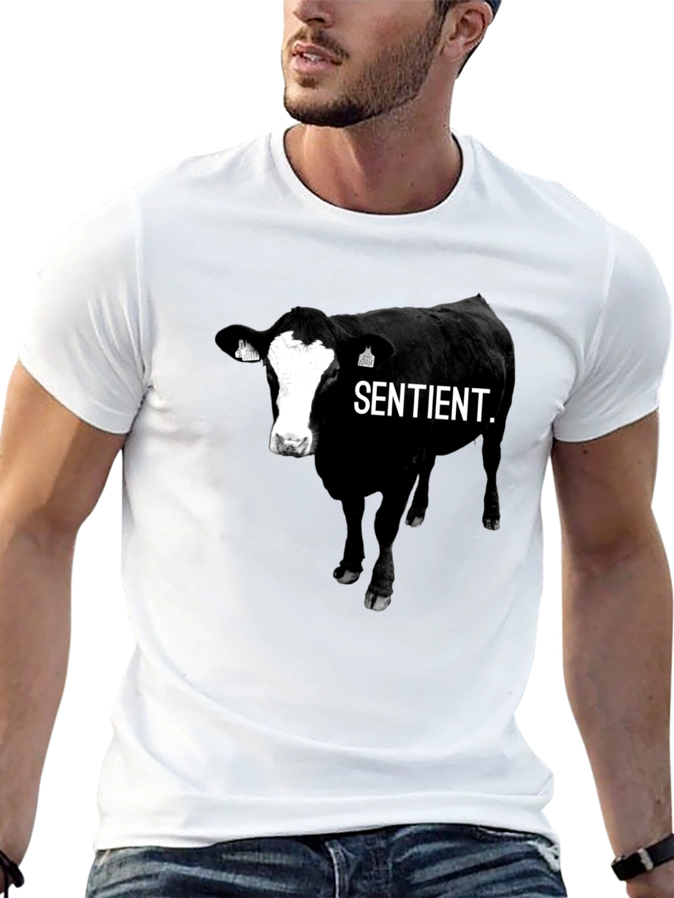 Sentient Cow Graphic Tee - Unisex Black T-Shirt