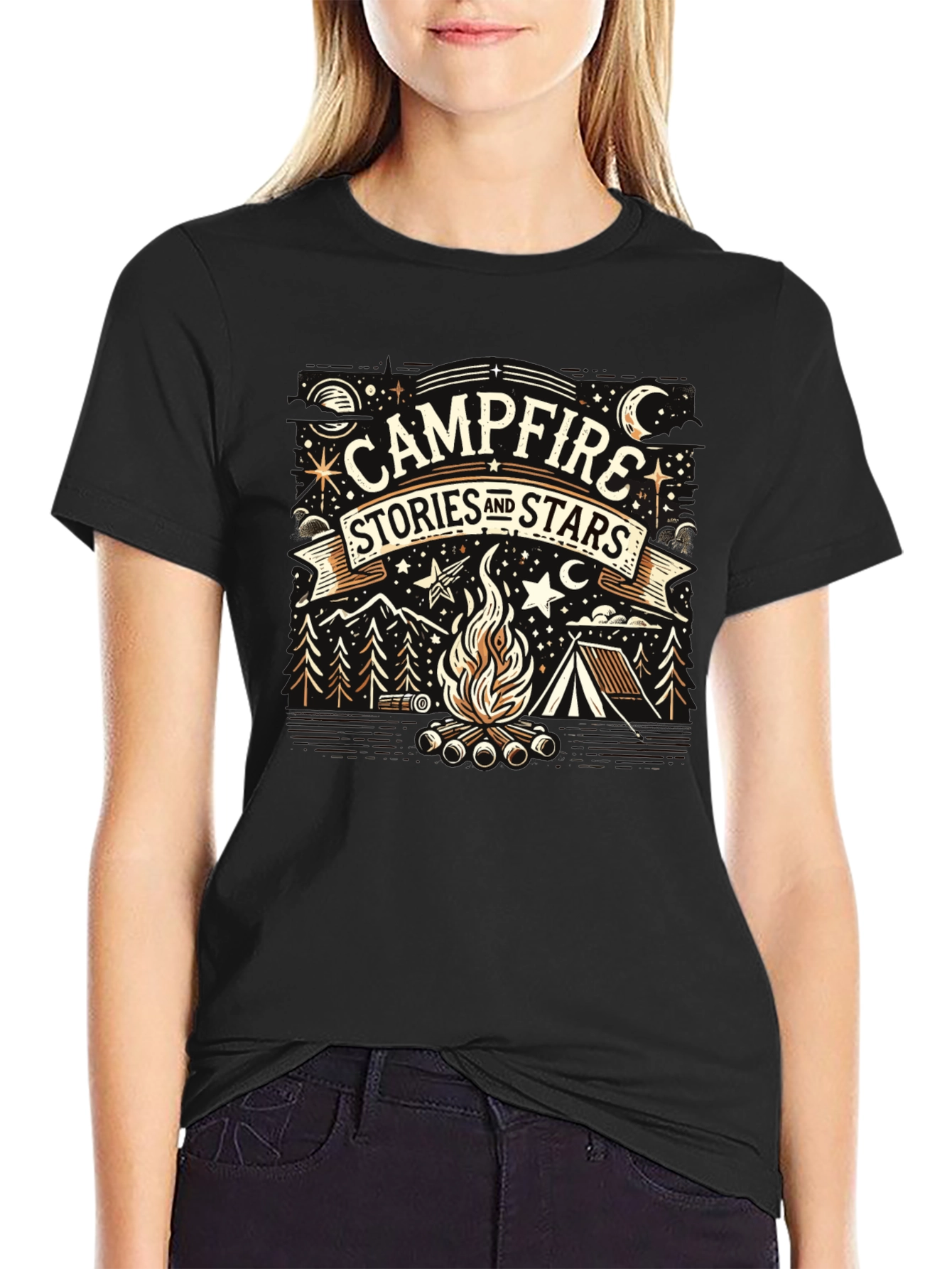 Campfire Stories and Stars Graphic Tee