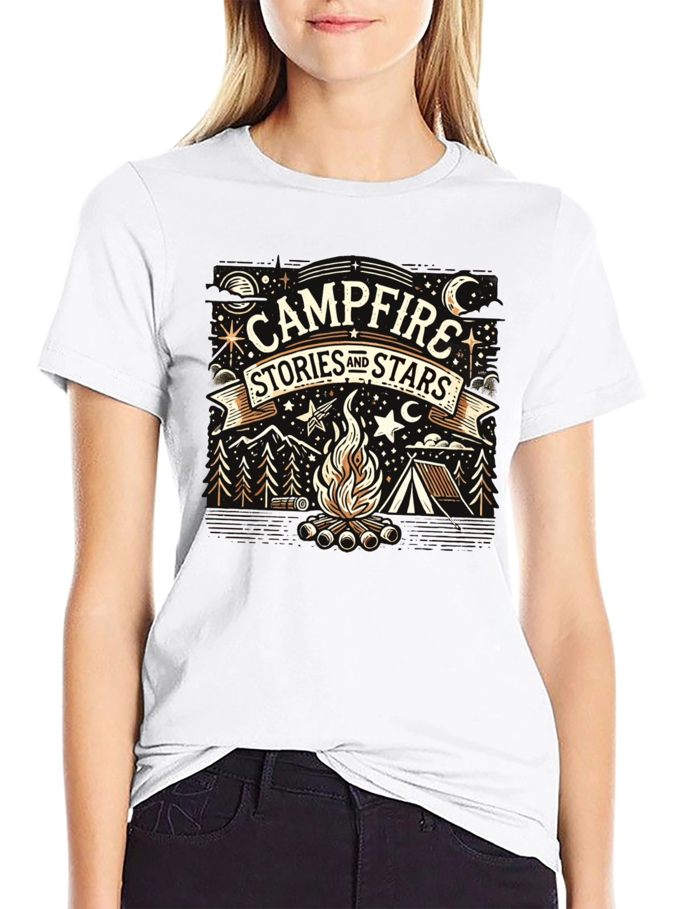 Campfire Stories and Stars Graphic Tee
