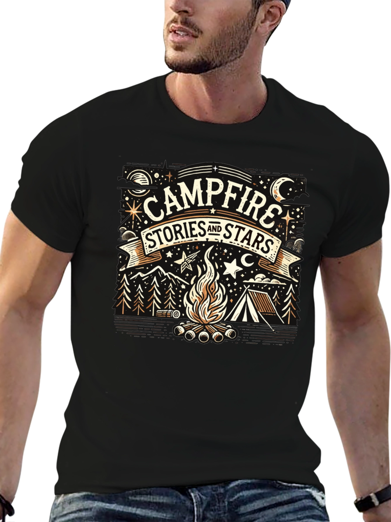 Campfire Stories and Stars Graphic Tee