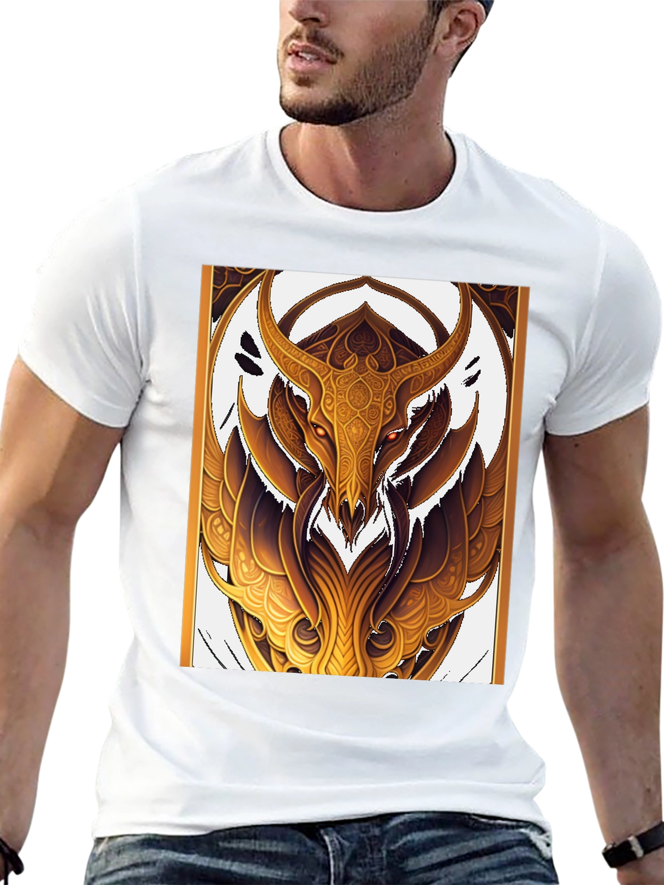 Golden Minotaur Graphic Black T-Shirt