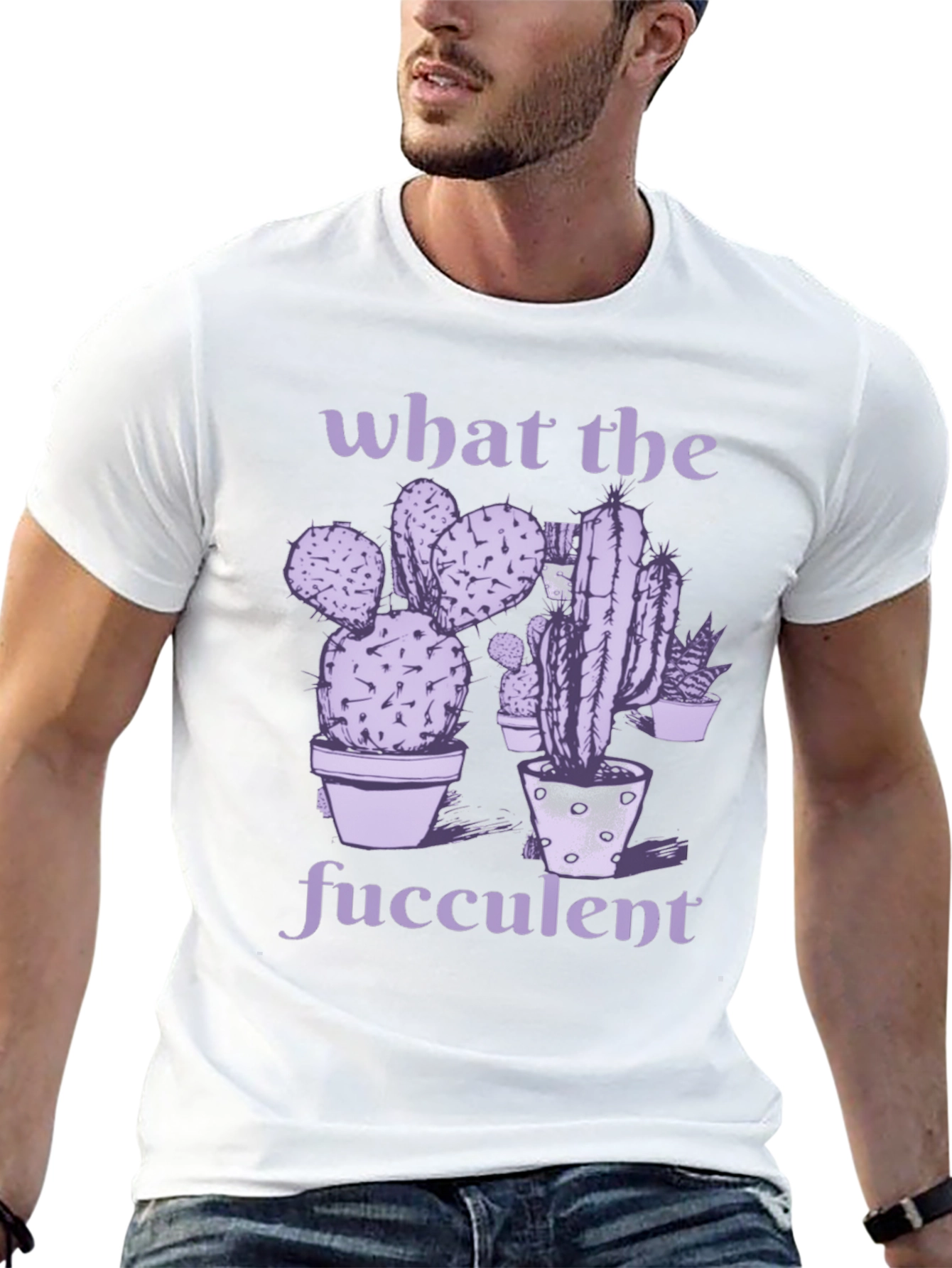 What The Fucculent Black T-Shirt - Cactus Graphic Tee