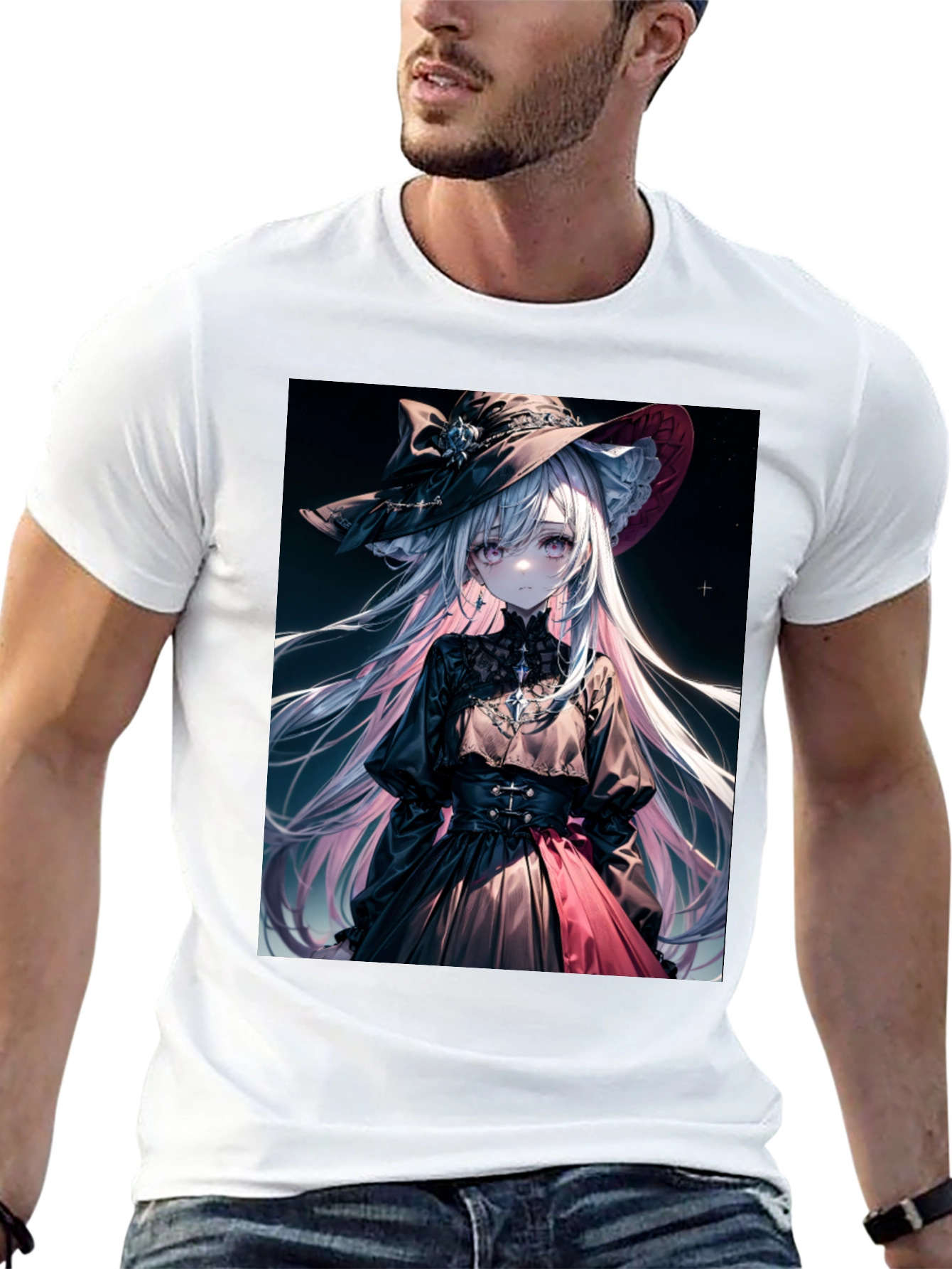 Anime Girl Graphic Tee - Stylish Black Cotton T-Shirt