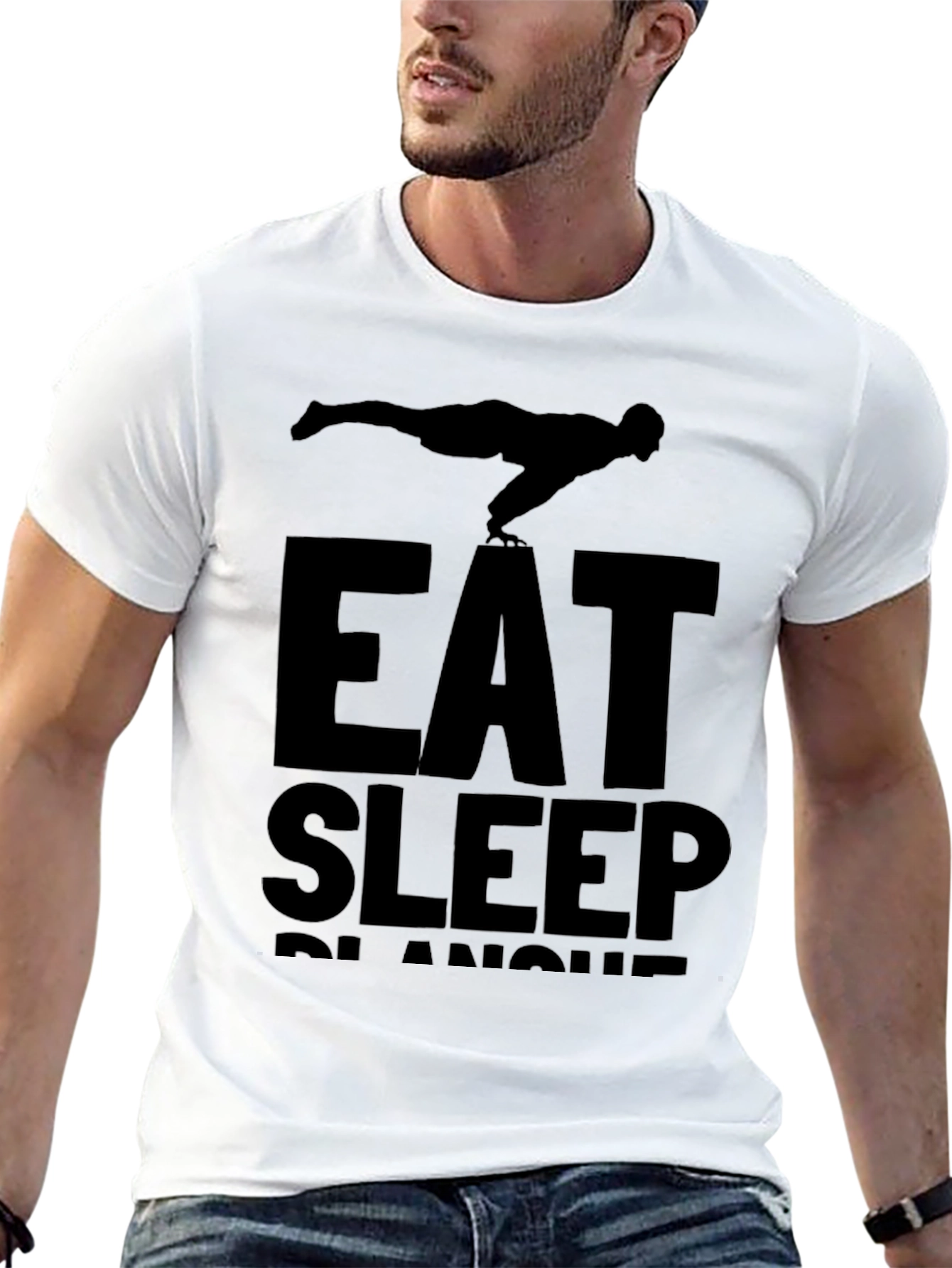 Eat Sleep Planche Black T-Shirt Gym Fitness