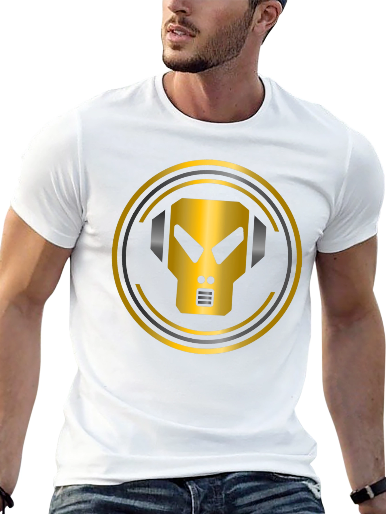 Gold Robot Headphone Graphic T-Shirt