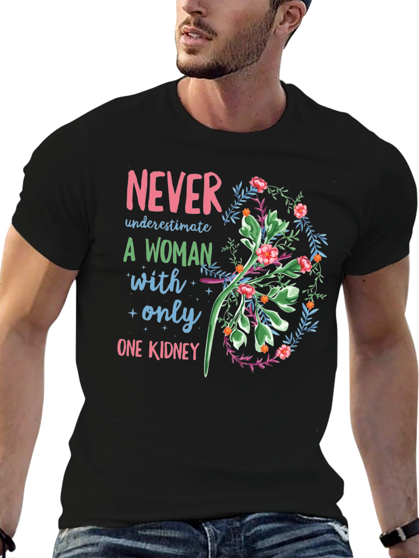 Never Underestimate Woman With One Kidney Tee