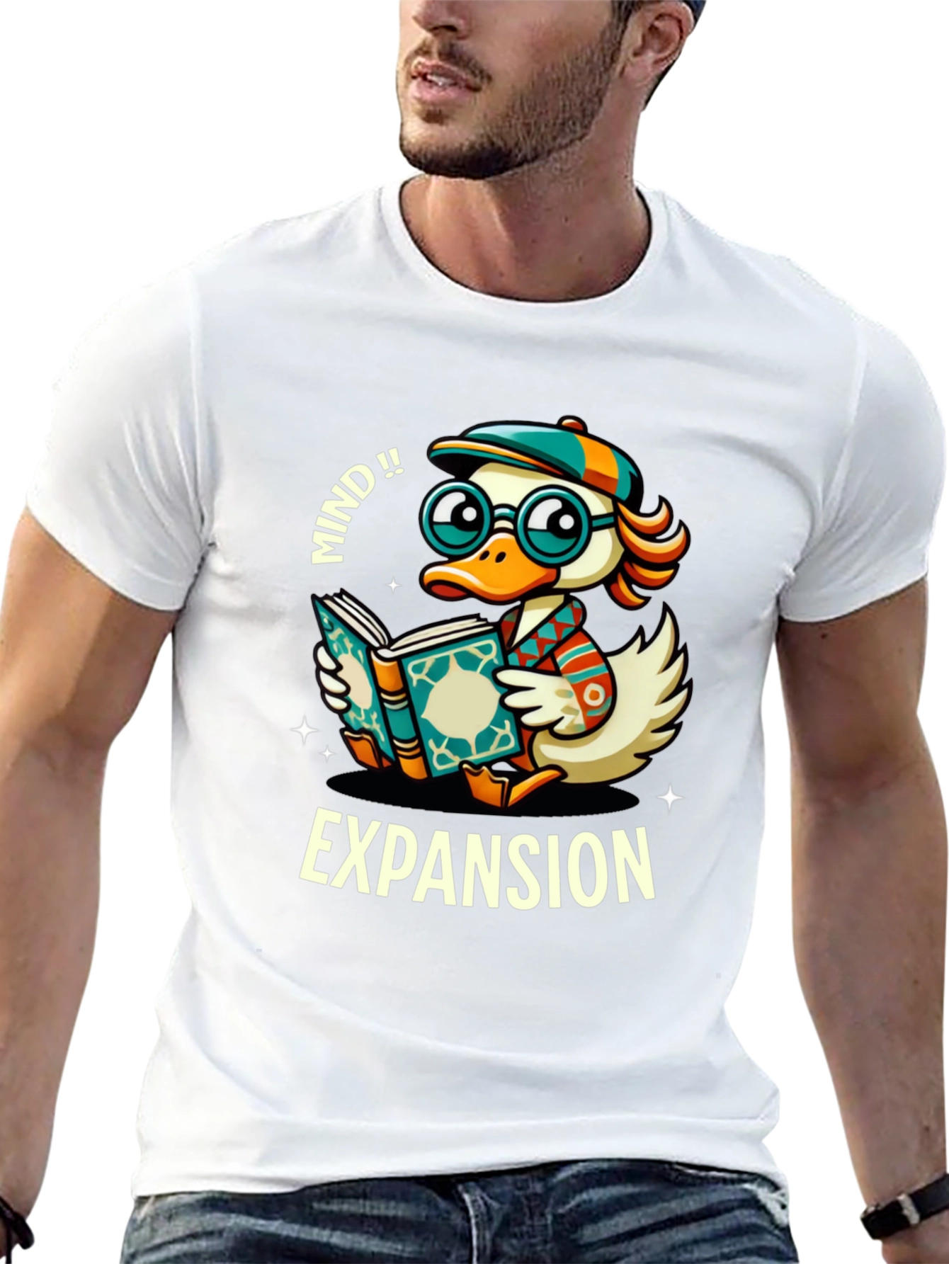 Mind Expansion Cartoon Duck Graphic T-Shirt