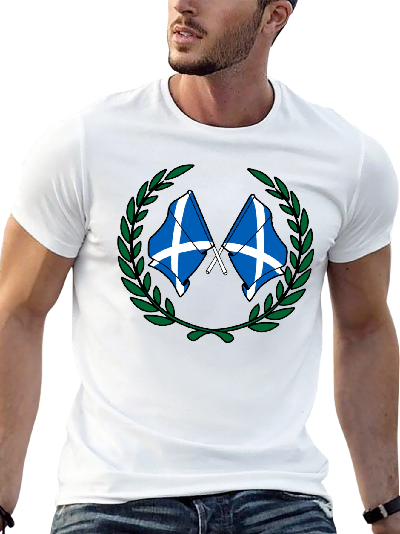 Scottish Flag Wreath Graphic Tee - Black