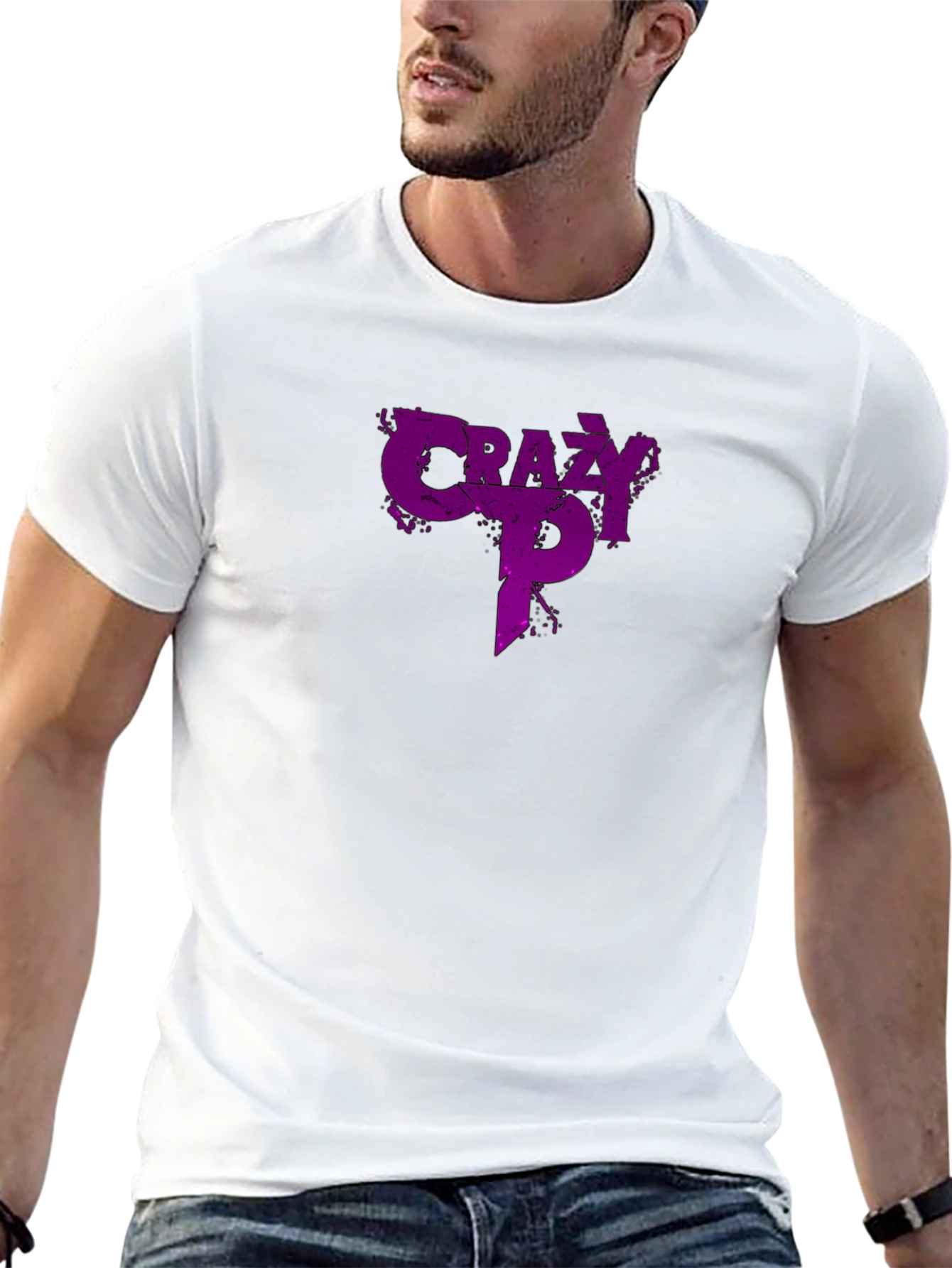Crazy P Graphic T-Shirt - Purple Design on Black