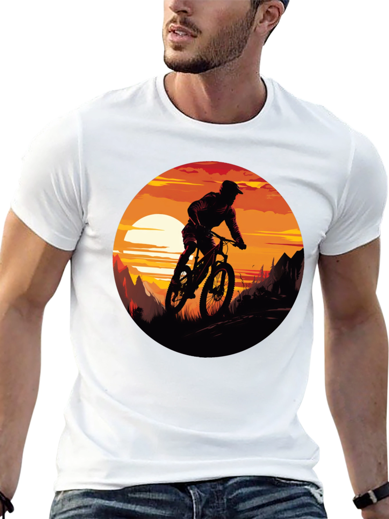Mountain Bike Sunset Graphic Tee - Adventure Ready