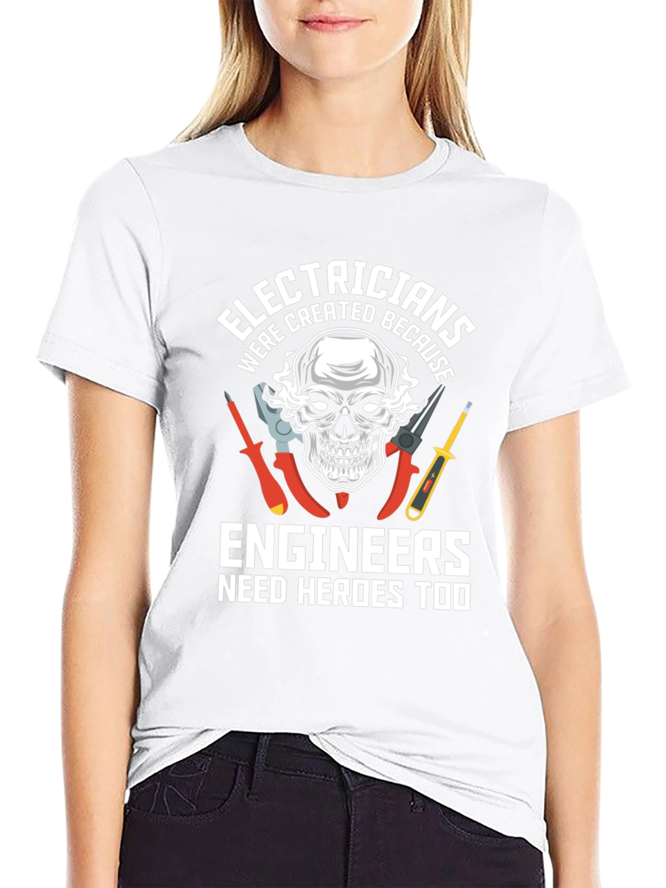 Electrician Hero Tee - Skull & Tools Graphic