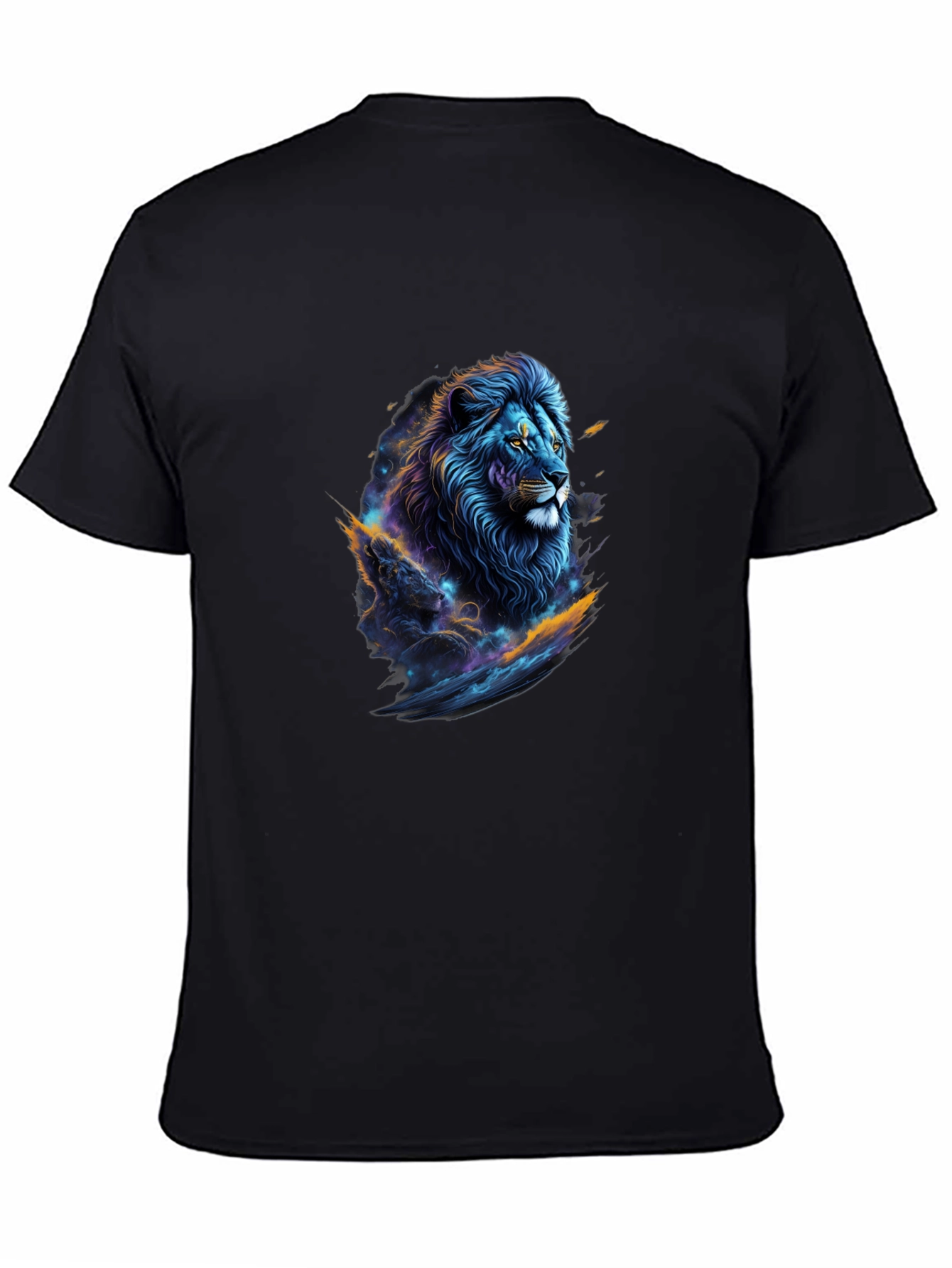 Cosmic Lion Graphic Tee - Black Crew Neck