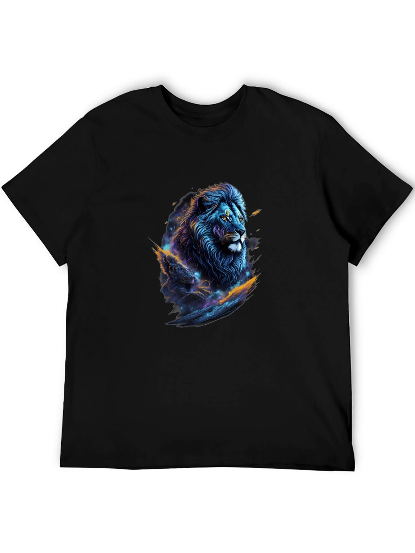 Cosmic Lion Graphic Tee - Black Crew Neck