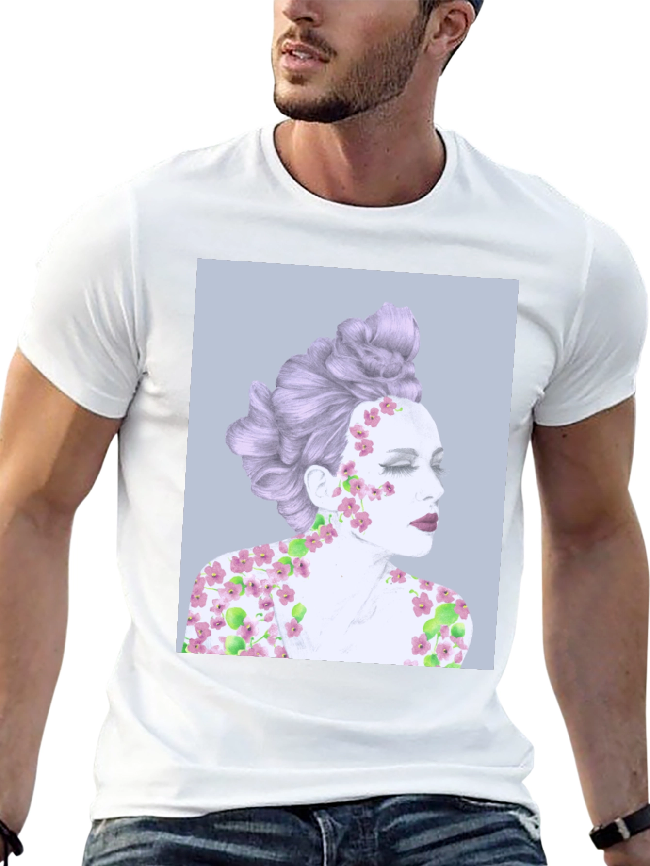 Floral Woman Graphic Tee - Artistic Design